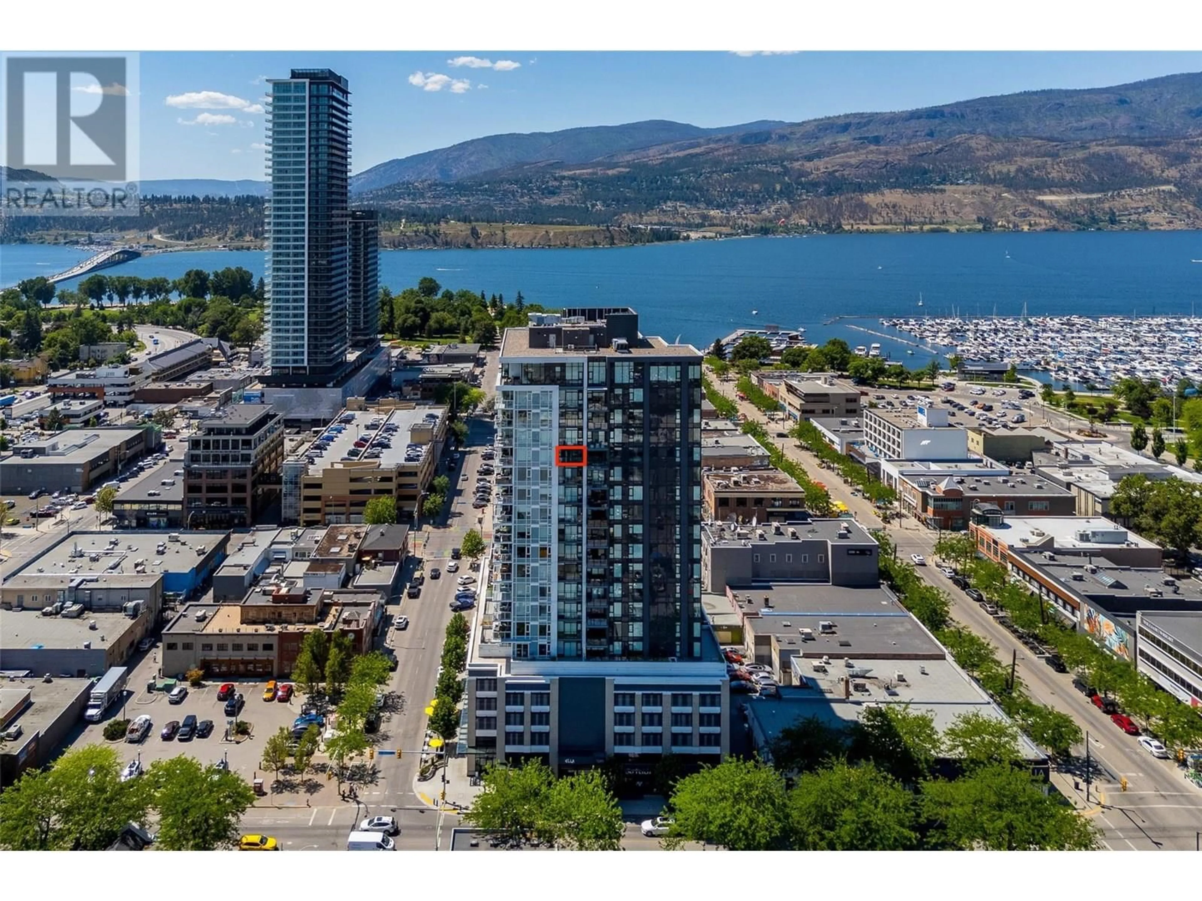 A pic from outside/outdoor area/front of a property/back of a property/a pic from drone, unknown for 1705 - 1588 ELLIS STREET, Kelowna British Columbia V1Y0H1