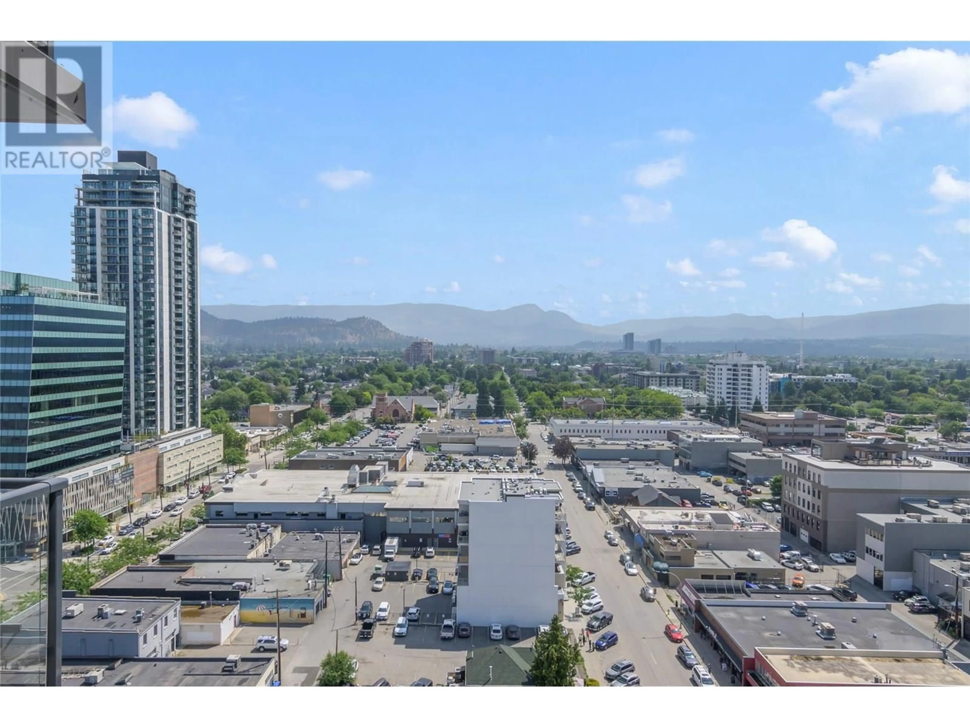A pic from outside/outdoor area/front of a property/back of a property/a pic from drone, city buildings view from balcony for 1705 - 1588 ELLIS STREET, Kelowna British Columbia V1Y0H1