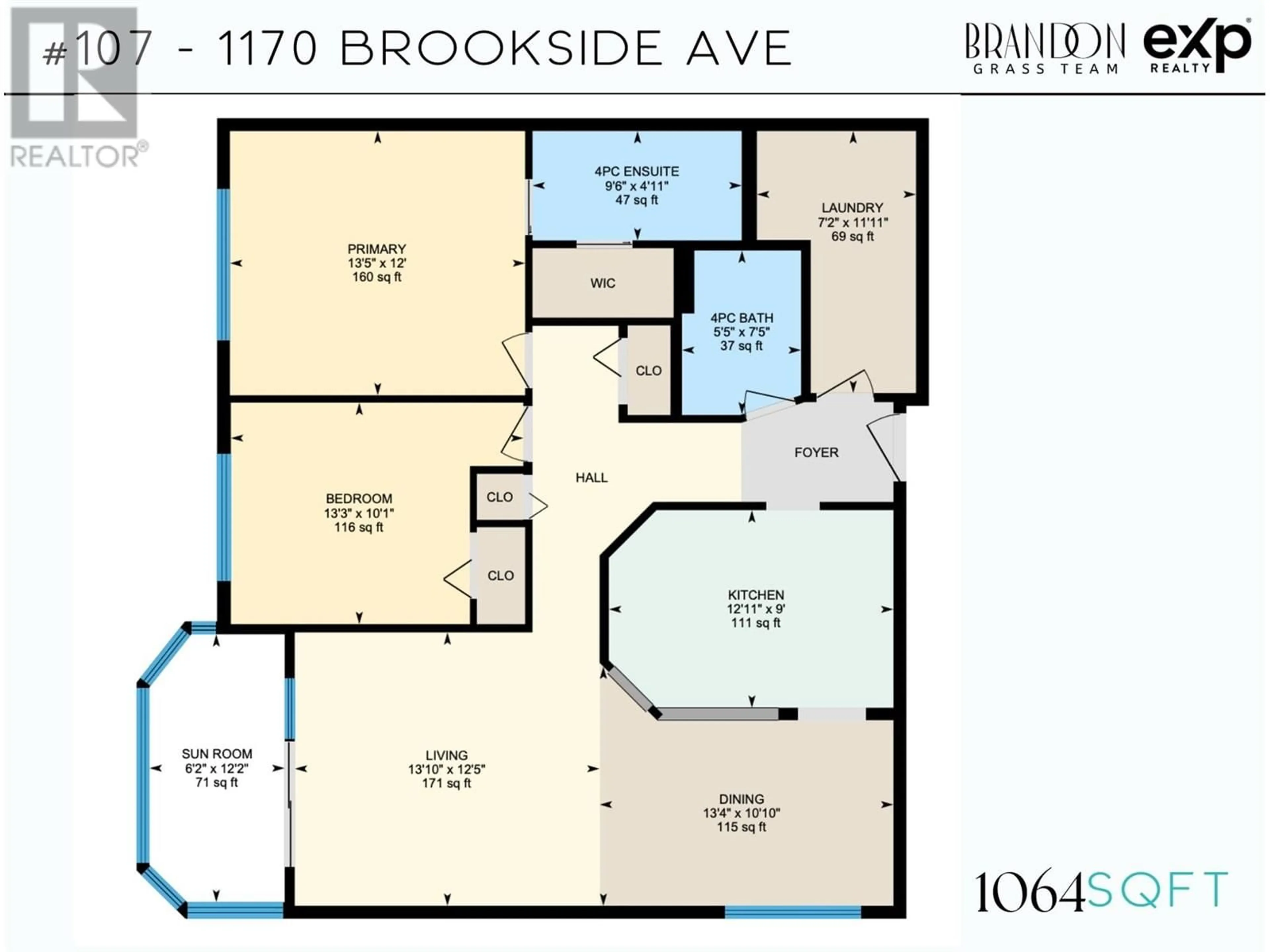 Floor plan for 107 - 1170 BROOKSIDE AVENUE, Kelowna British Columbia V1Y5T4