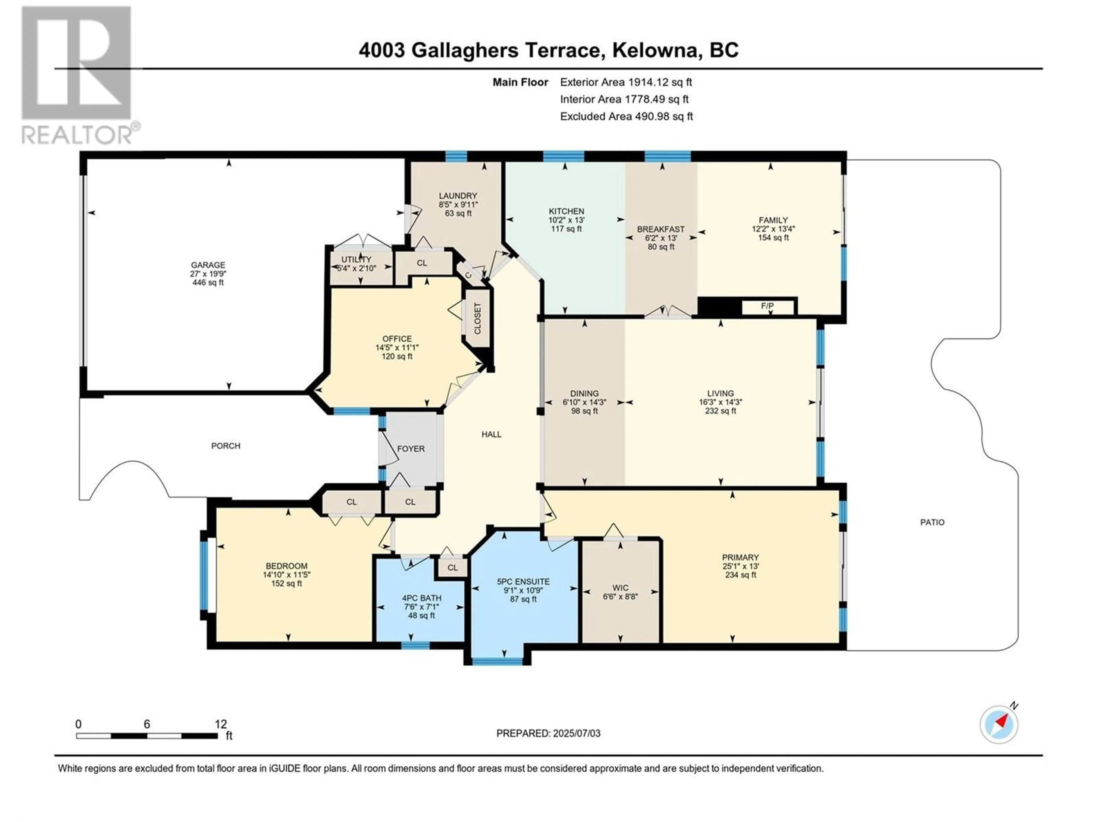 Floor plan for 4003 GALLAGHERS TERRACE, Kelowna British Columbia V1W3Z8
