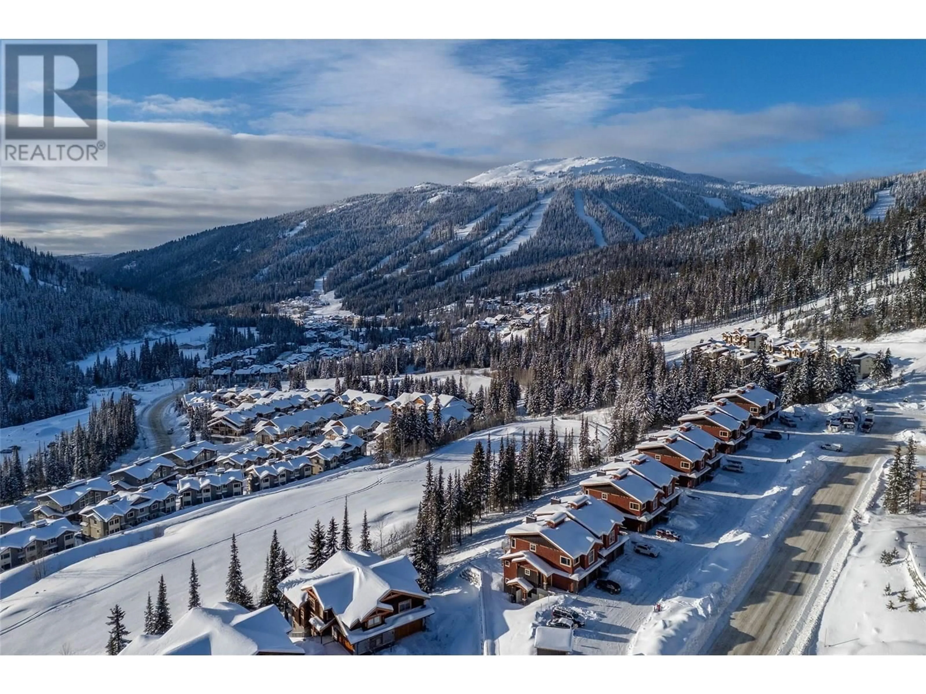 A pic from outside/outdoor area/front of a property/back of a property/a pic from drone, mountain view for 1 - 5045 VALLEY DRIVE, Sun Peaks British Columbia V0E5N0