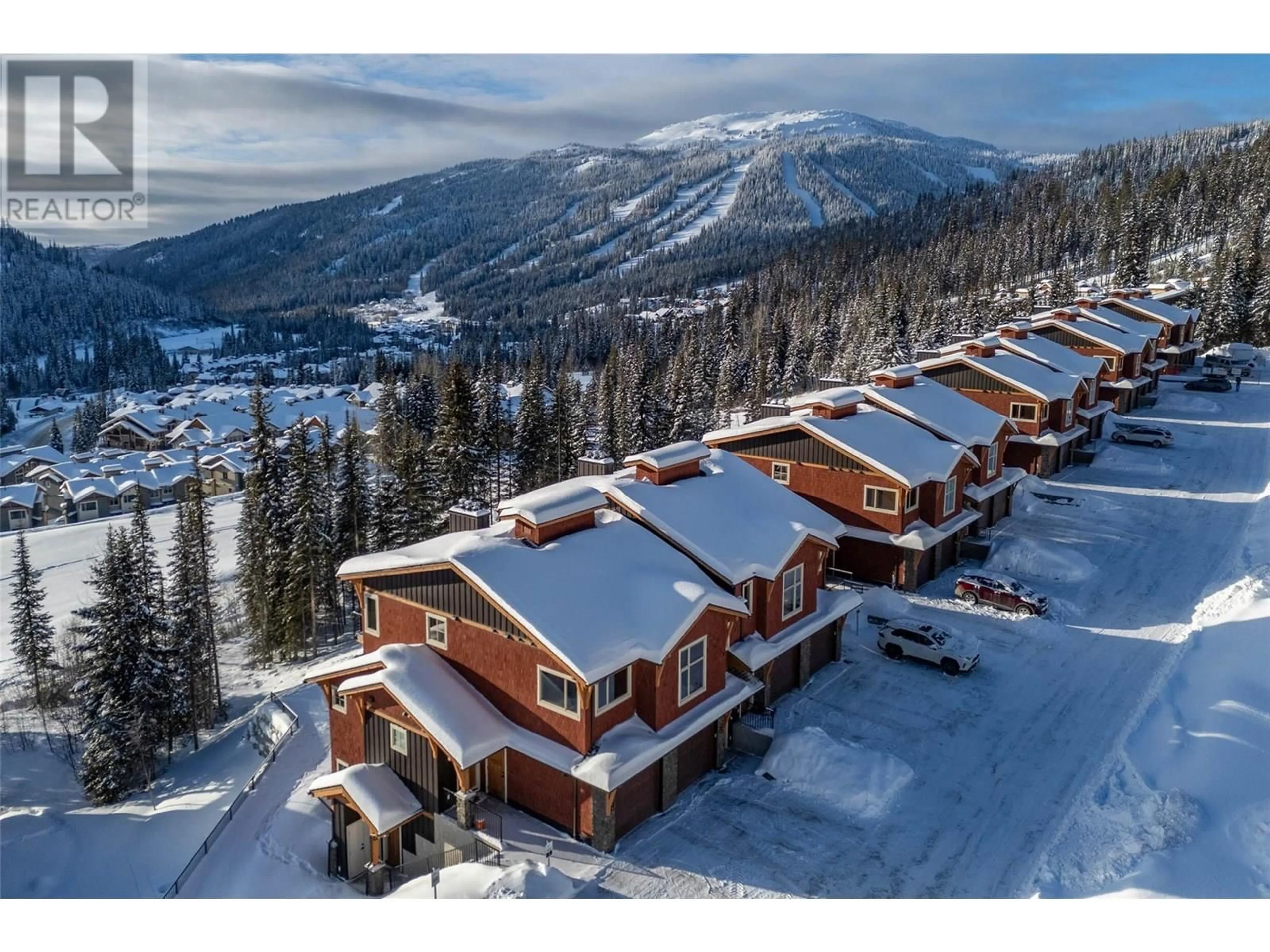 A pic from outside/outdoor area/front of a property/back of a property/a pic from drone, mountain view for 1 - 5045 VALLEY DRIVE, Sun Peaks British Columbia V0E5N0