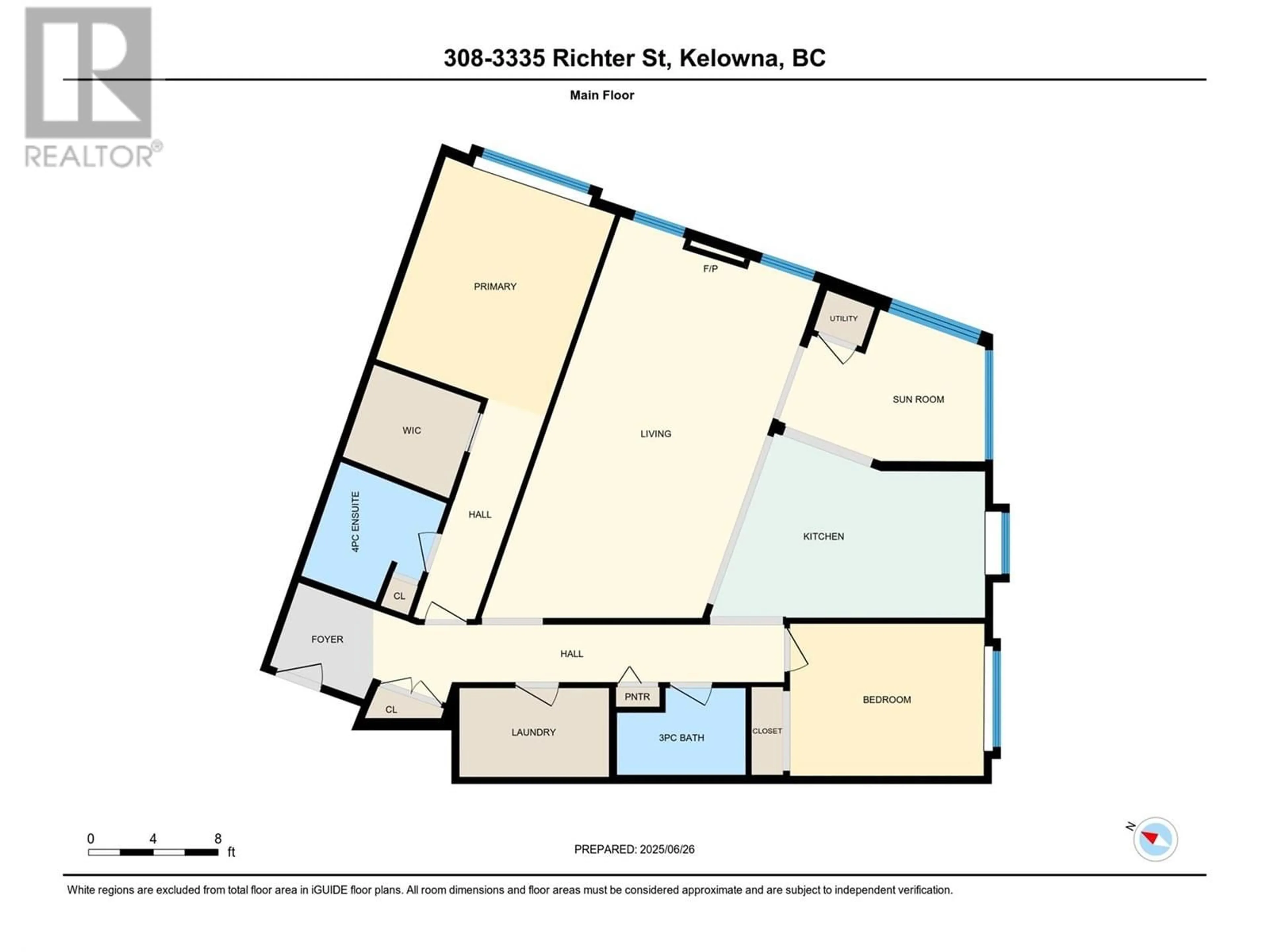 Floor plan for 308 - 3335 RICHTER STREET, Kelowna British Columbia V1W3Y1