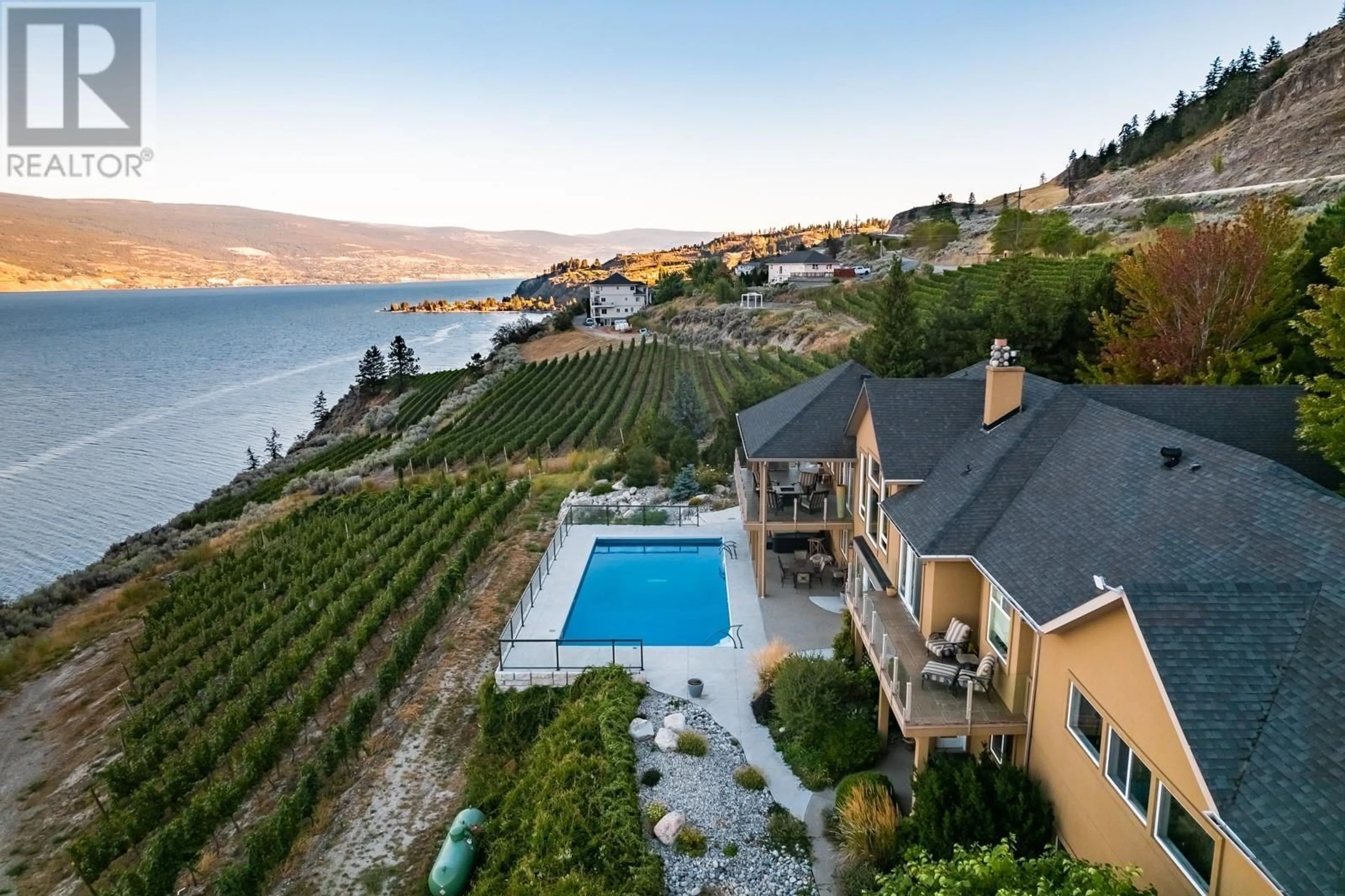 A pic from outside/outdoor area/front of a property/back of a property/a pic from drone, water/lake/river/ocean view for 22402 BRIDGEMAN ROAD, Summerland British Columbia V0H1Z6