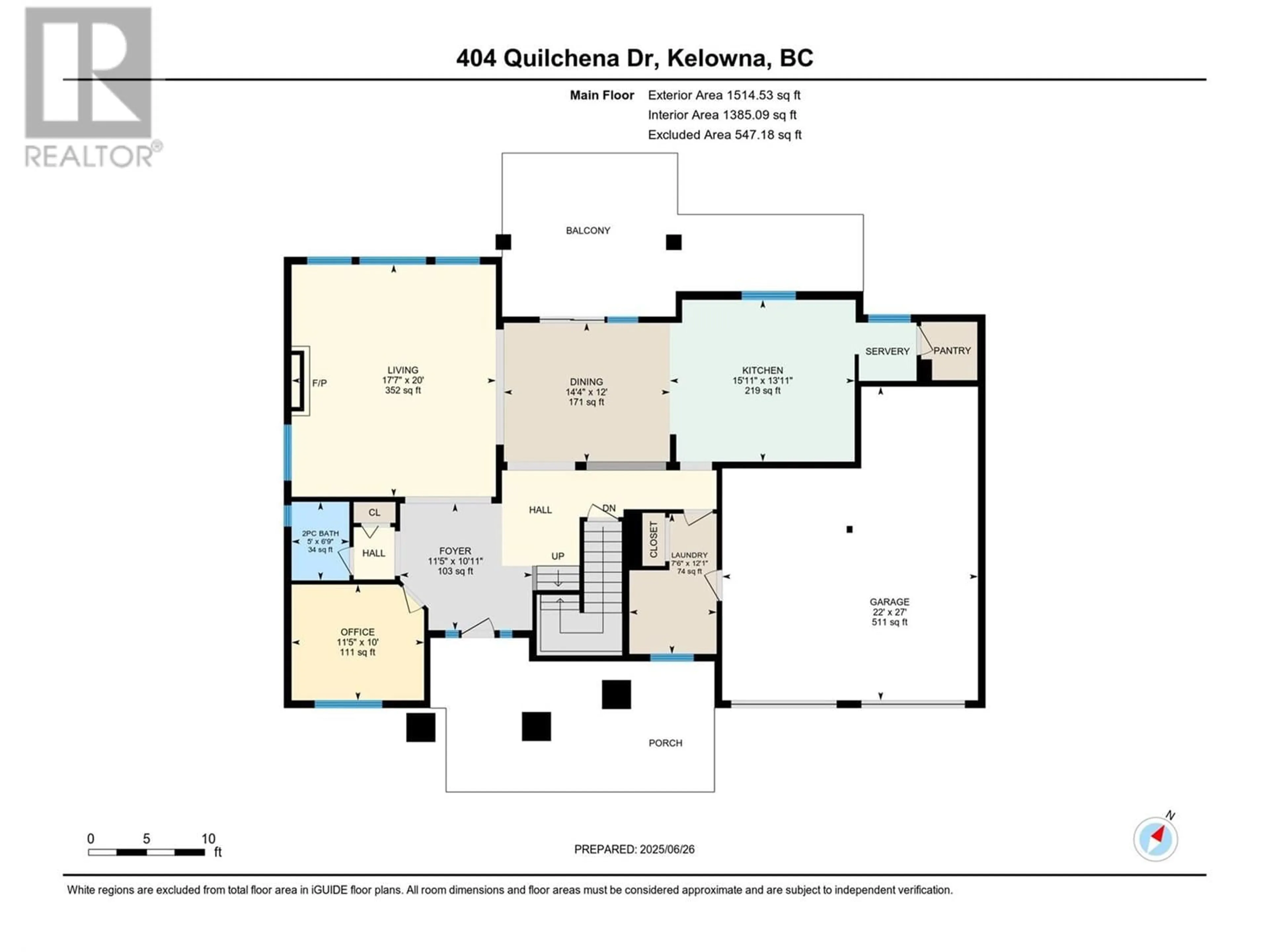 Floor plan for 404 QUILCHENA CRESCENT, Kelowna British Columbia V1W4W4
