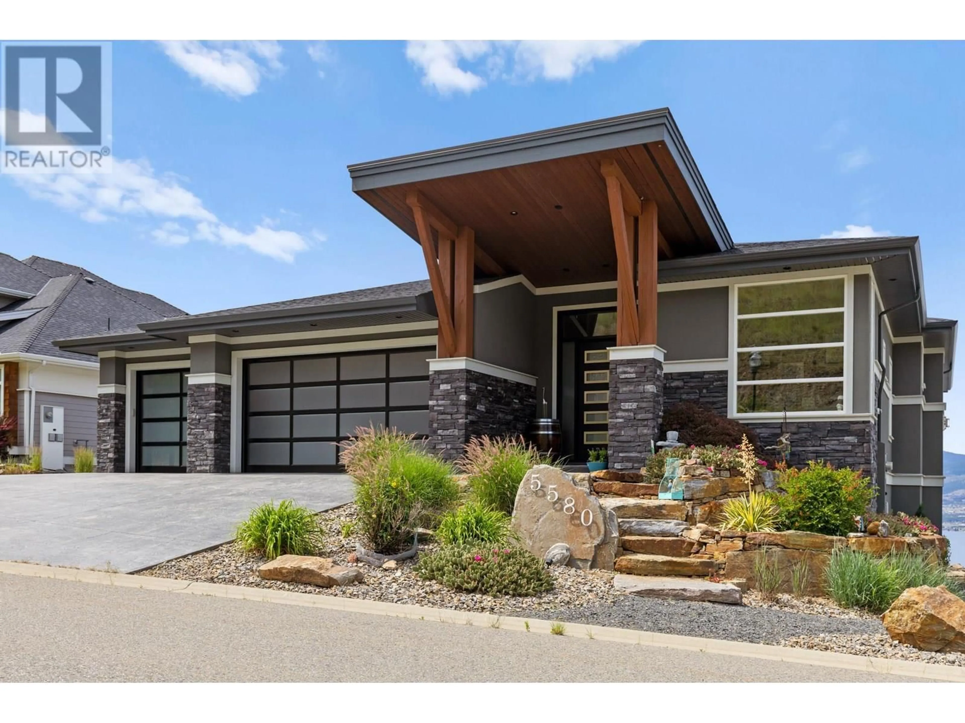 Home with brick exterior material, street for 5580 TRESTLE RIDGE COURT, Kelowna British Columbia V1W5M3
