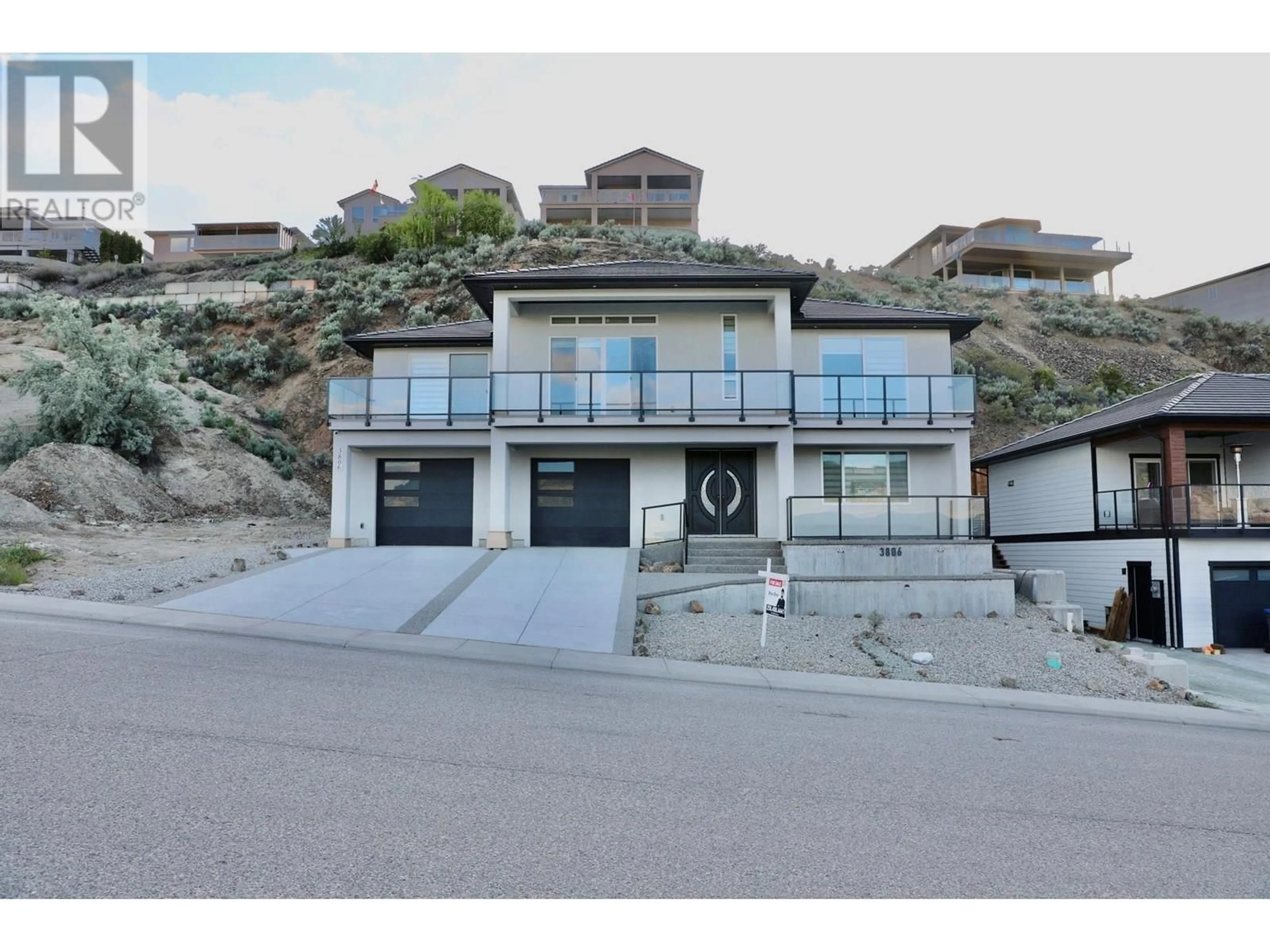 A pic from outside/outdoor area/front of a property/back of a property/a pic from drone, street for 3806 TORREY PINES DRIVE, Osoyoos British Columbia V0H1V4