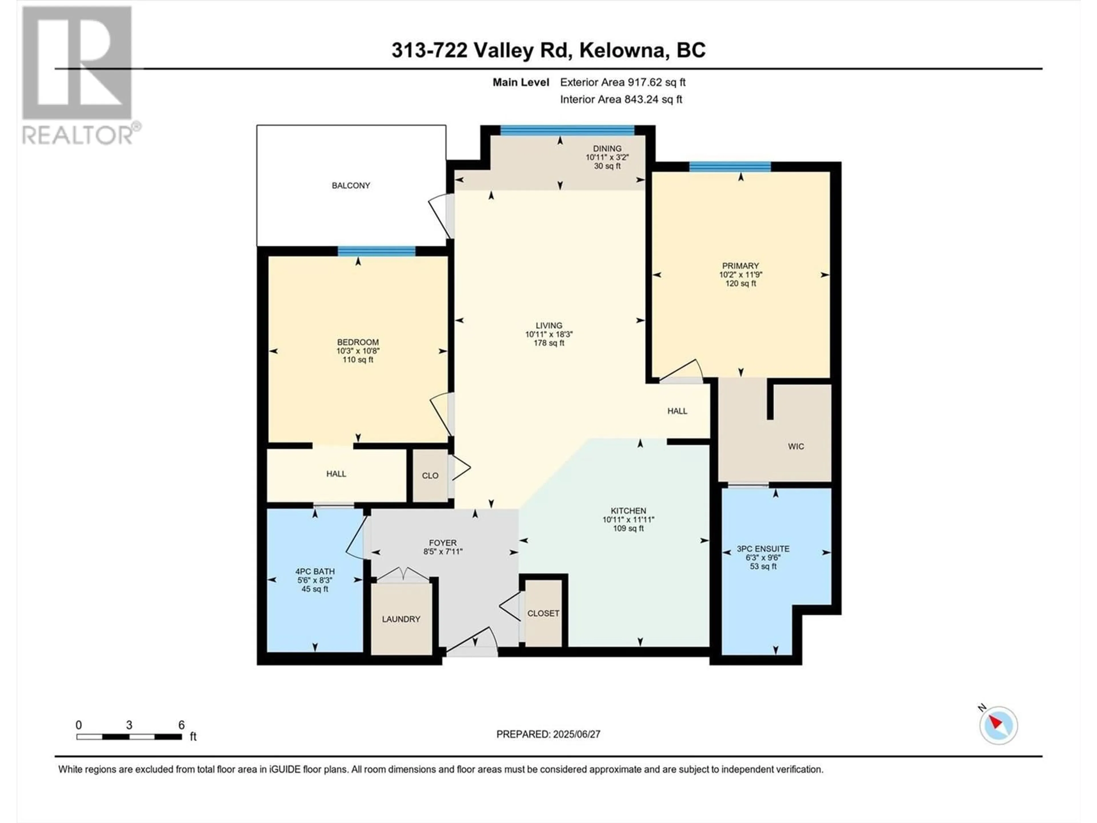 Floor plan for 313 - 722 VALLEY ROAD, Kelowna British Columbia V1V2E6