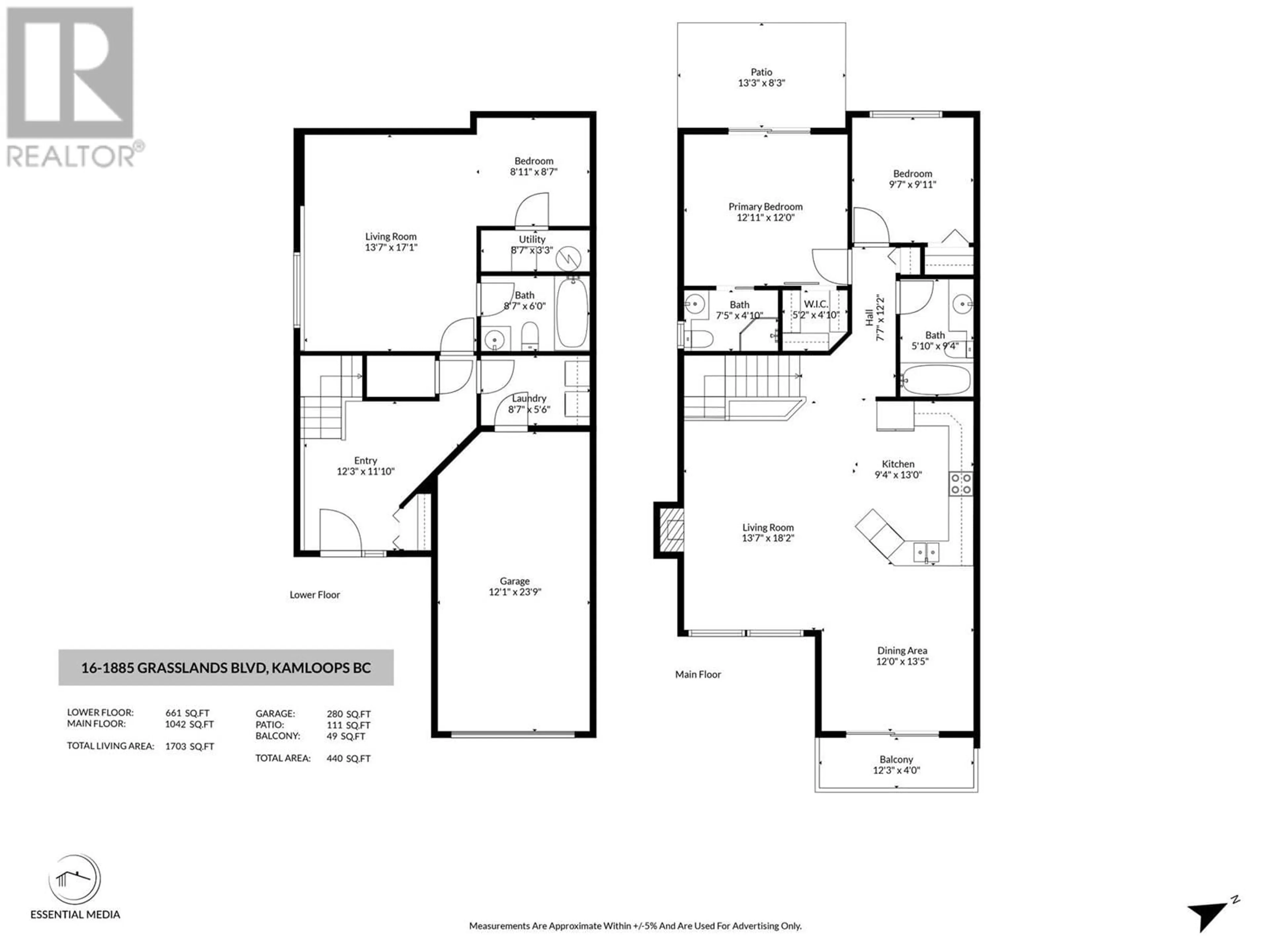 Floor plan for 16 - 1885 GRASSLANDS BOULEVARD, Kamloops British Columbia V2B0B8