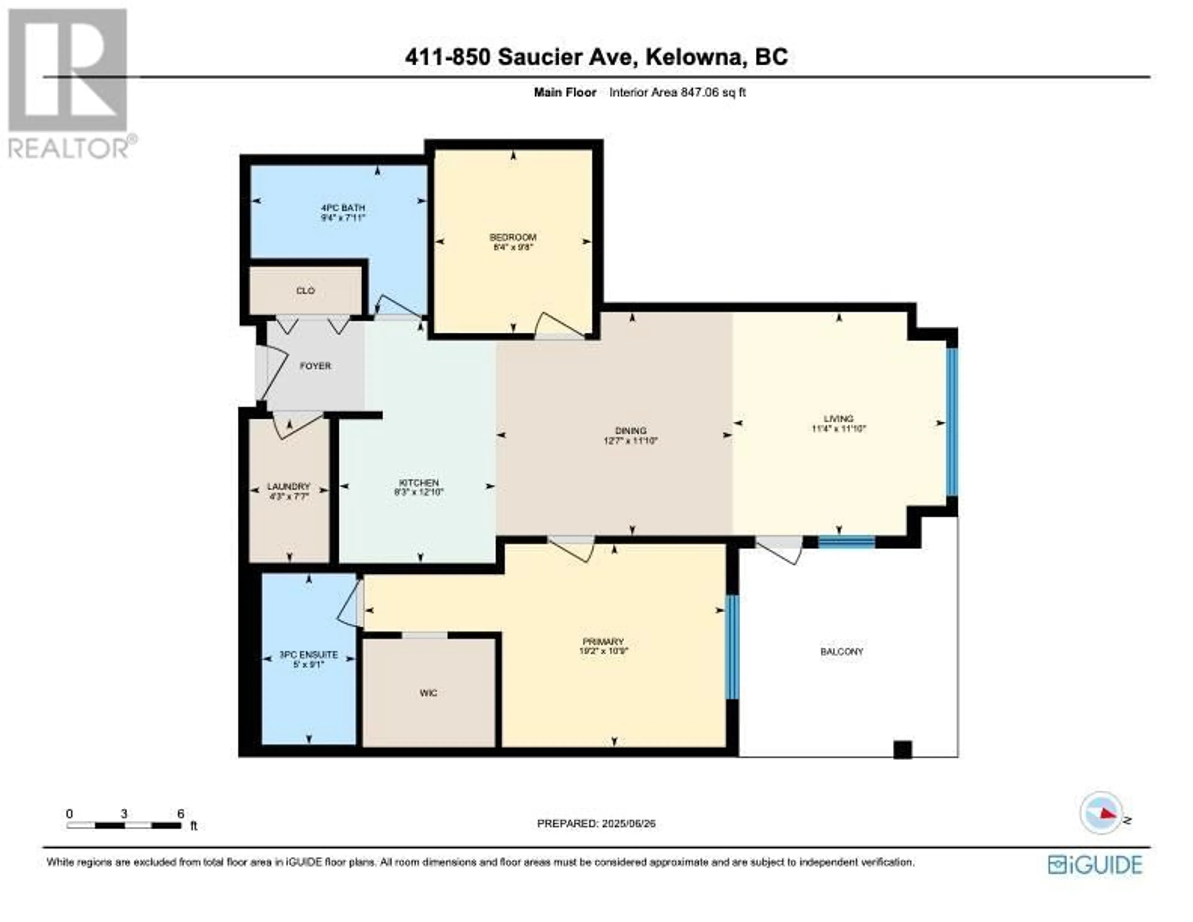 Floor plan for 411 - 850 SAUCIER AVENUE, Kelowna British Columbia V1Y6A3