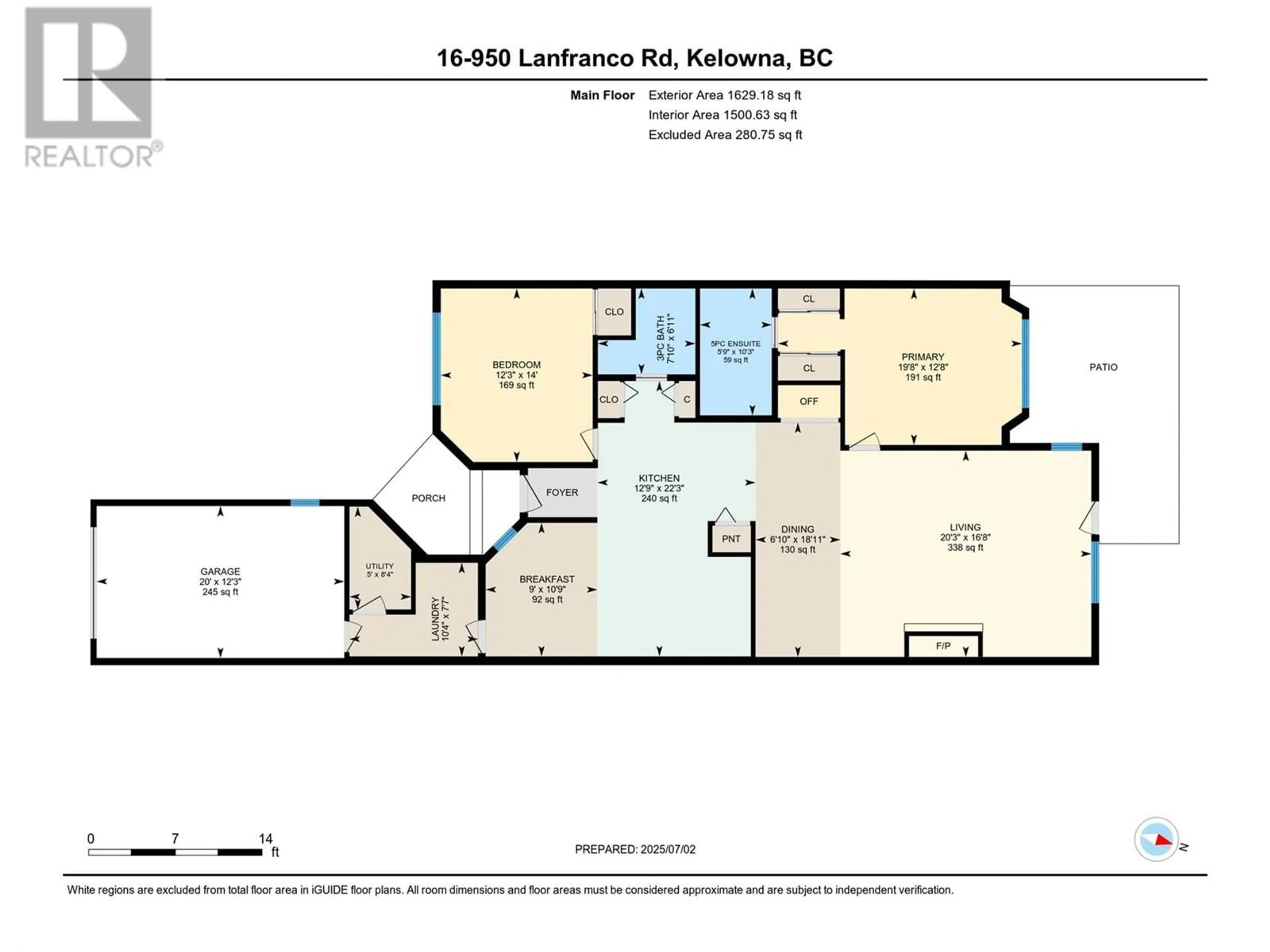 Floor plan for 16 - 950 LANFRANCO ROAD, Kelowna British Columbia V1W3W8