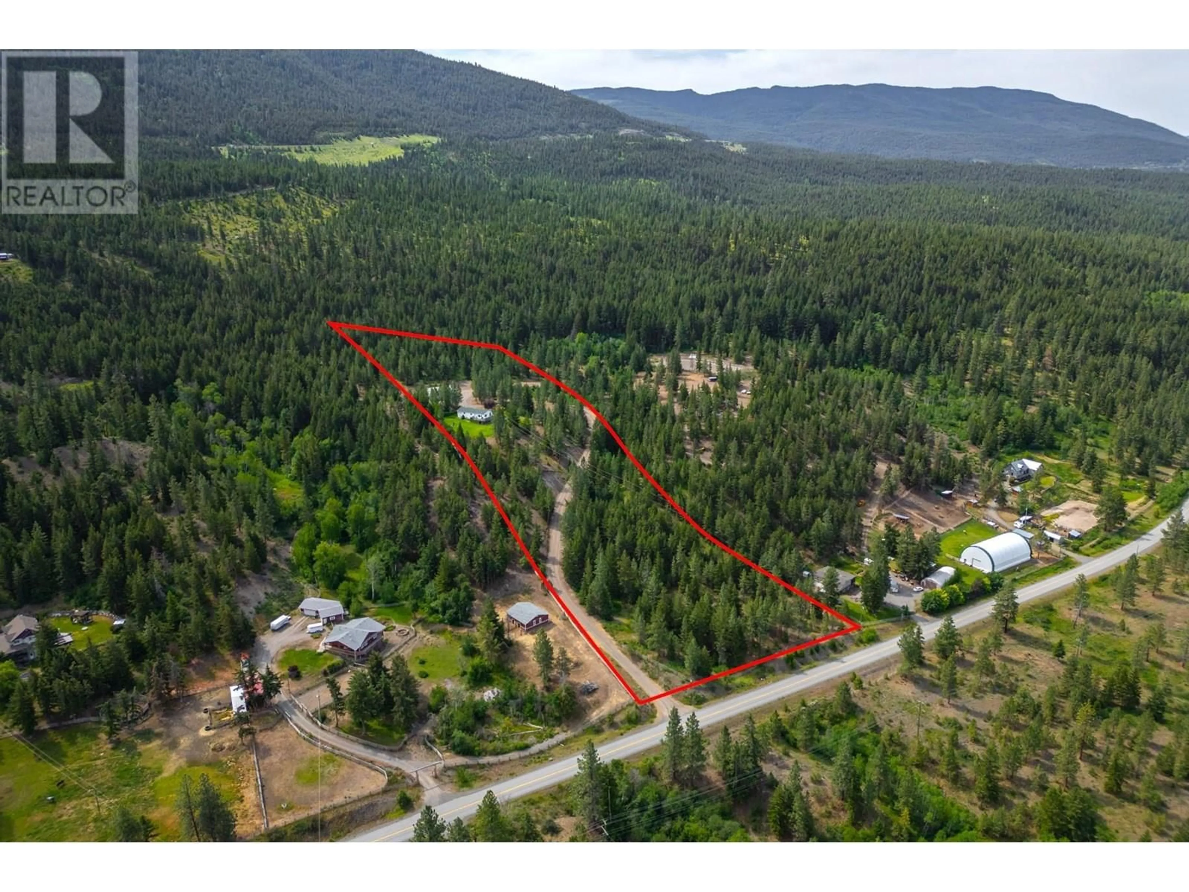 A pic from outside/outdoor area/front of a property/back of a property/a pic from drone, forest/trees view for 116 COLDWATER ROAD, Merritt British Columbia V1K1B8