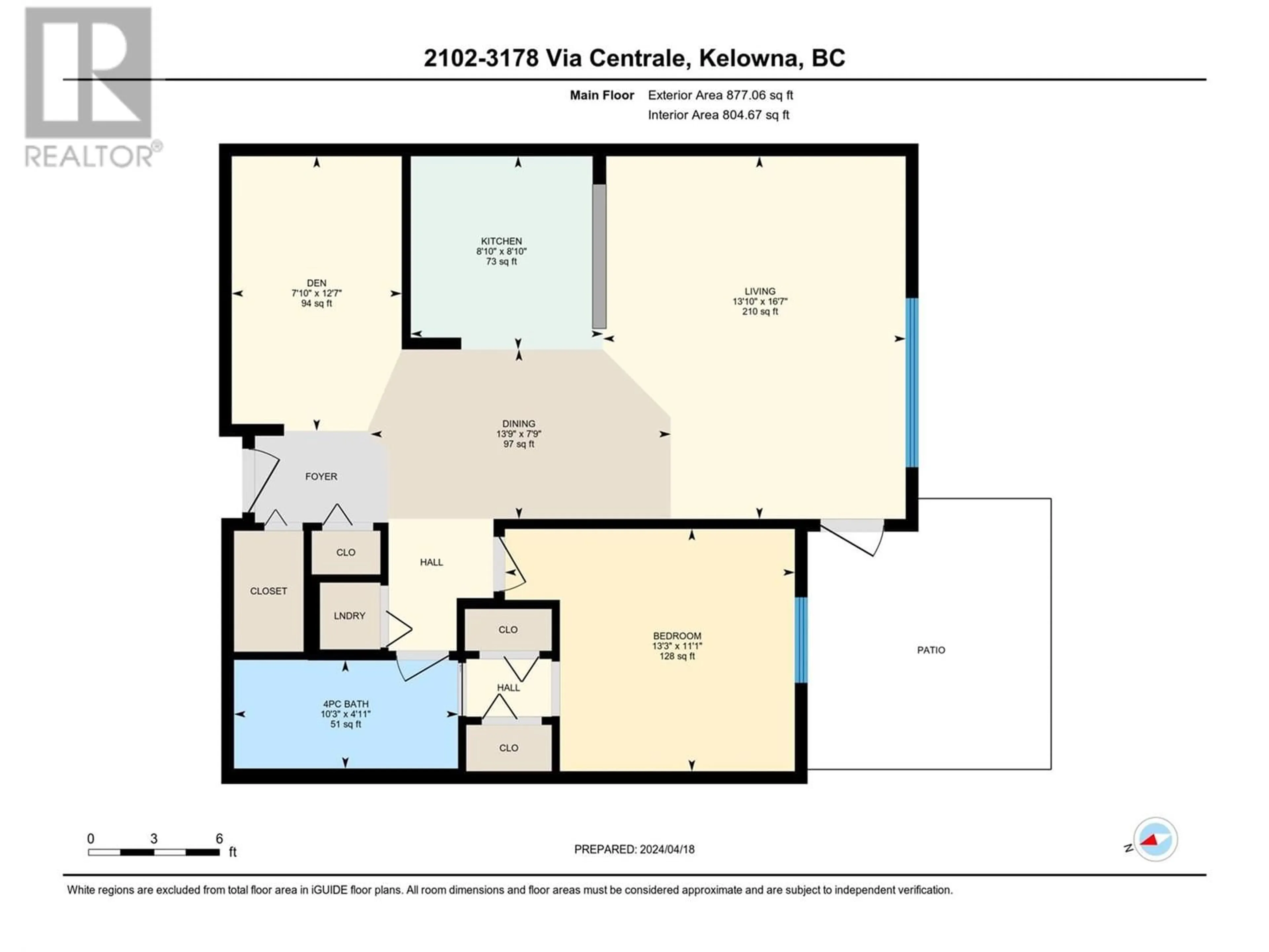 Floor plan for 2102 - 3178 VIA CENTRALE DRIVE, Kelowna British Columbia V1V2T3