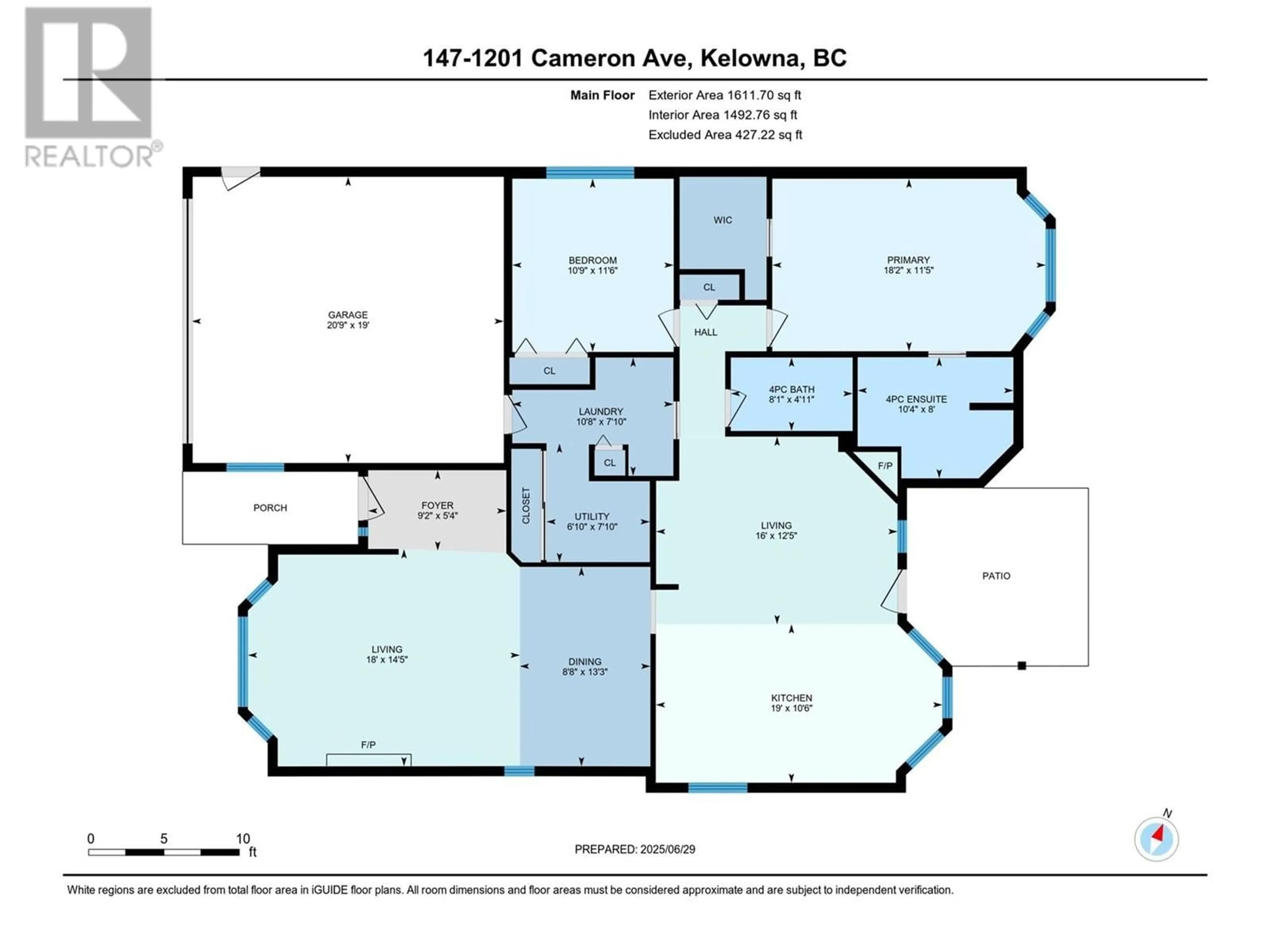 Floor plan for 147 - 1201 CAMERON AVENUE, Kelowna British Columbia V1W3S1