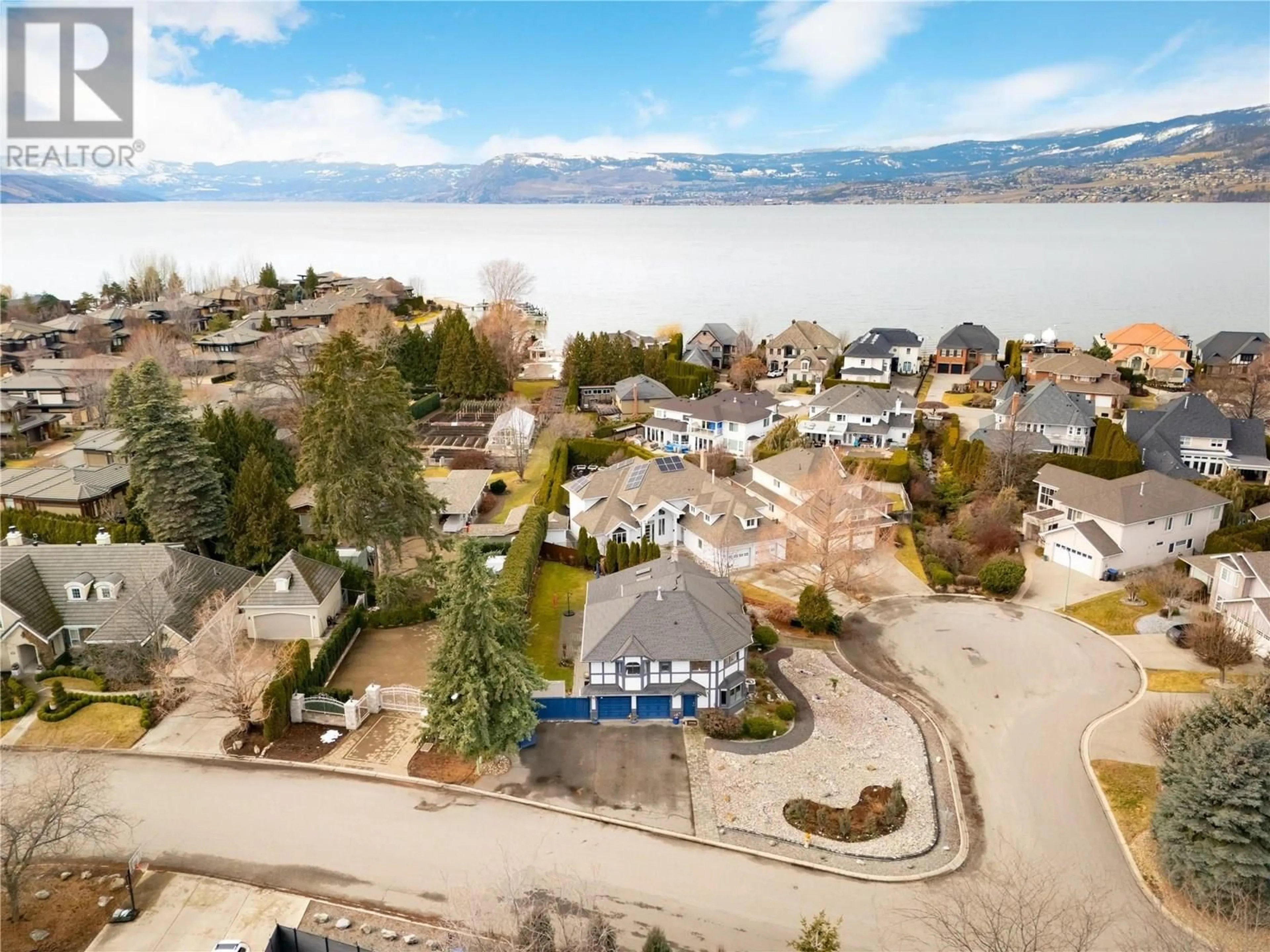 A pic from outside/outdoor area/front of a property/back of a property/a pic from drone, water/lake/river/ocean view for 437 DUKE COURT, Kelowna British Columbia V1W3A2