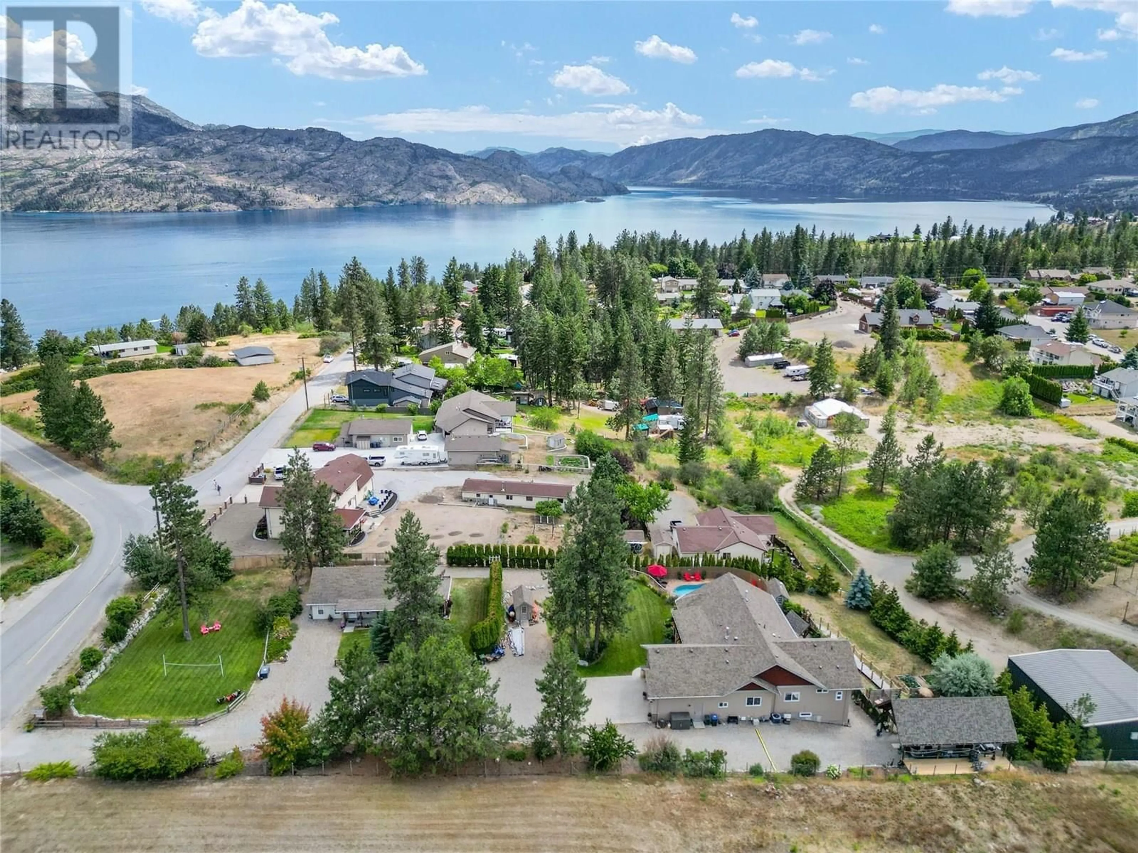 A pic from outside/outdoor area/front of a property/back of a property/a pic from drone, water/lake/river/ocean view for 5120 COUSINS ROAD, Peachland British Columbia V0H1X2