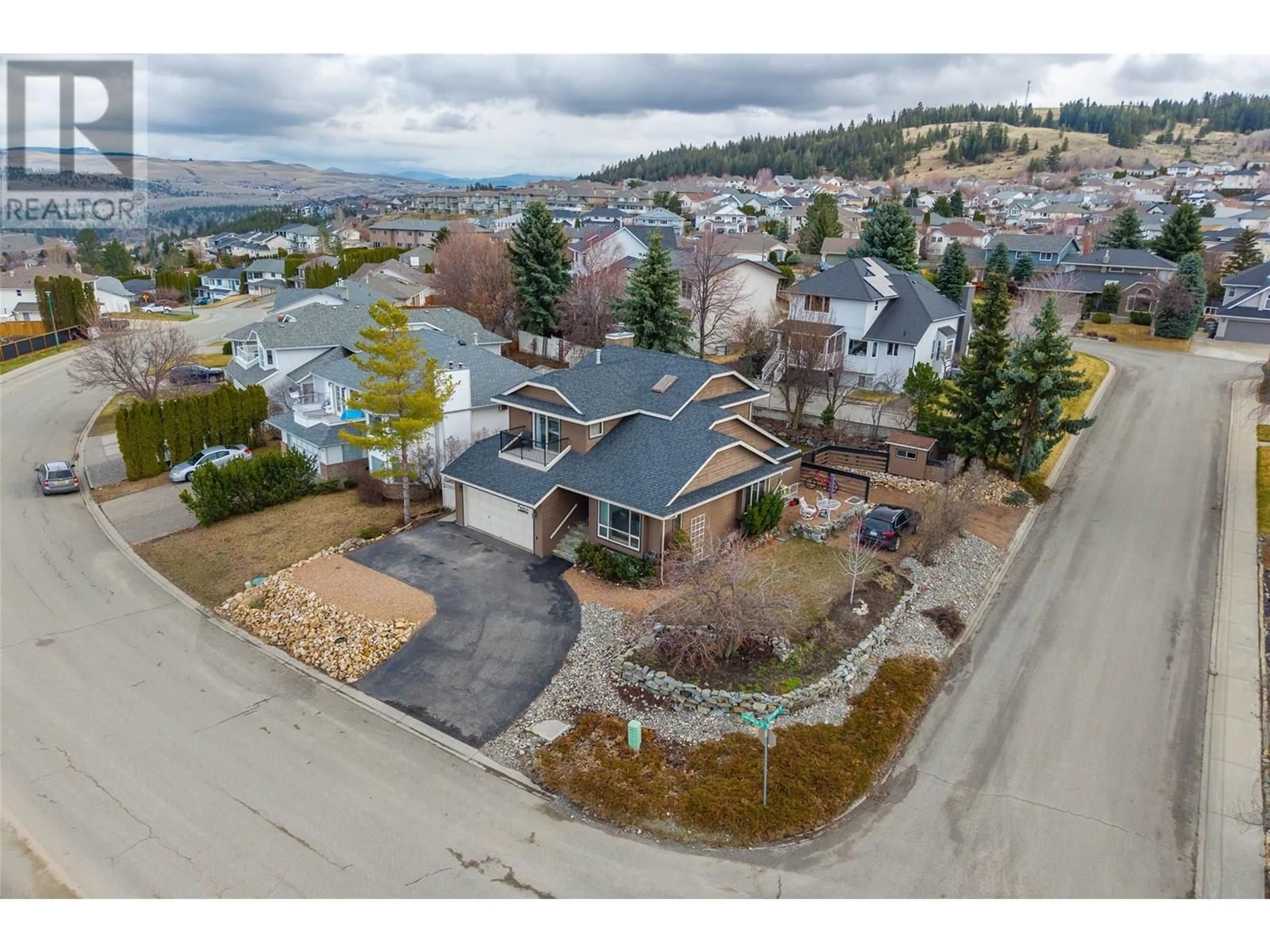 A pic from outside/outdoor area/front of a property/back of a property/a pic from drone, mountain view for 2257 GARYMEDE DRIVE, Kamloops British Columbia V1S1P3