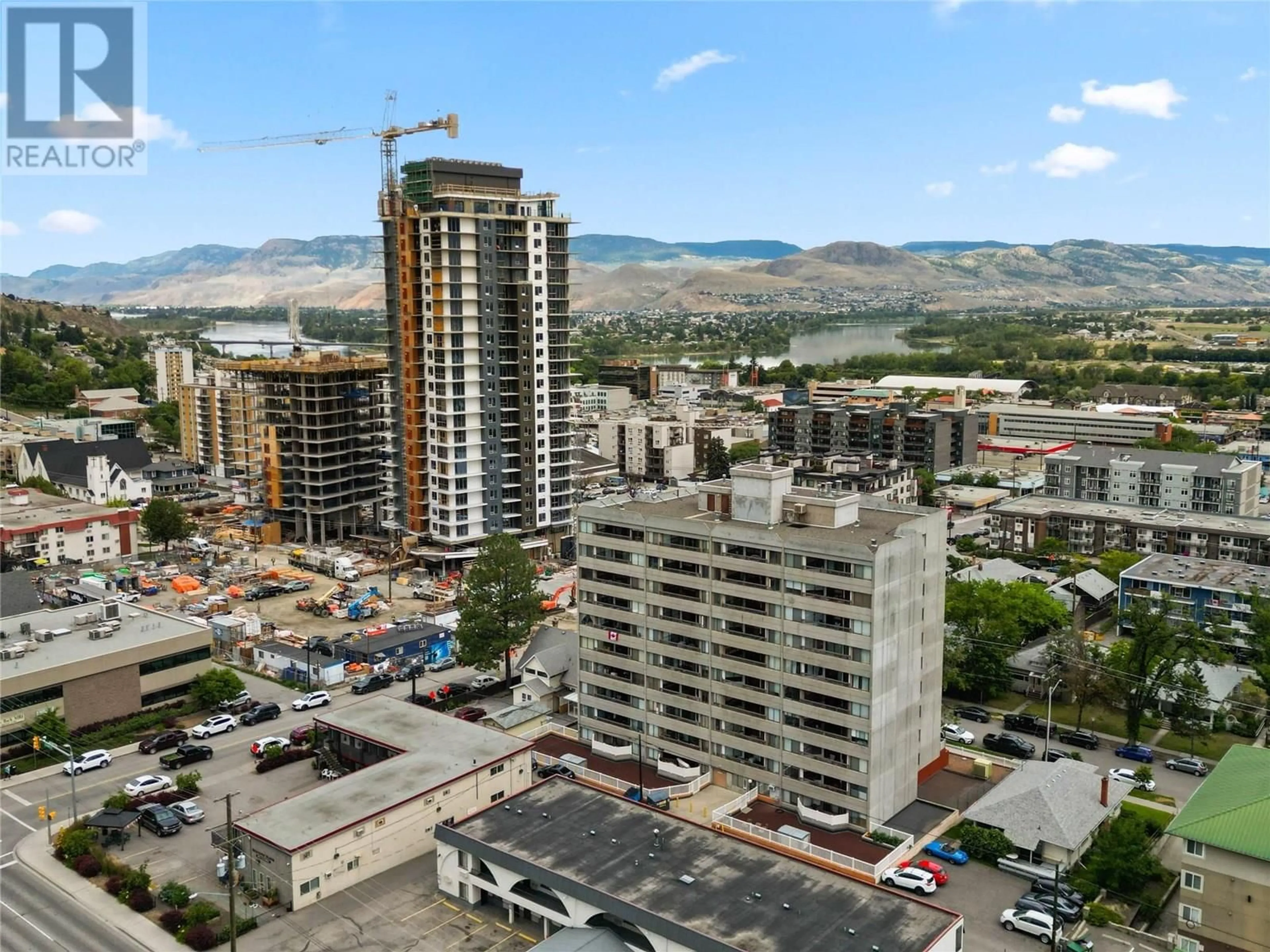 A pic from outside/outdoor area/front of a property/back of a property/a pic from drone, city buildings view from balcony for 705 - 525 NICOLA STREET, Kamloops British Columbia V2C6J5