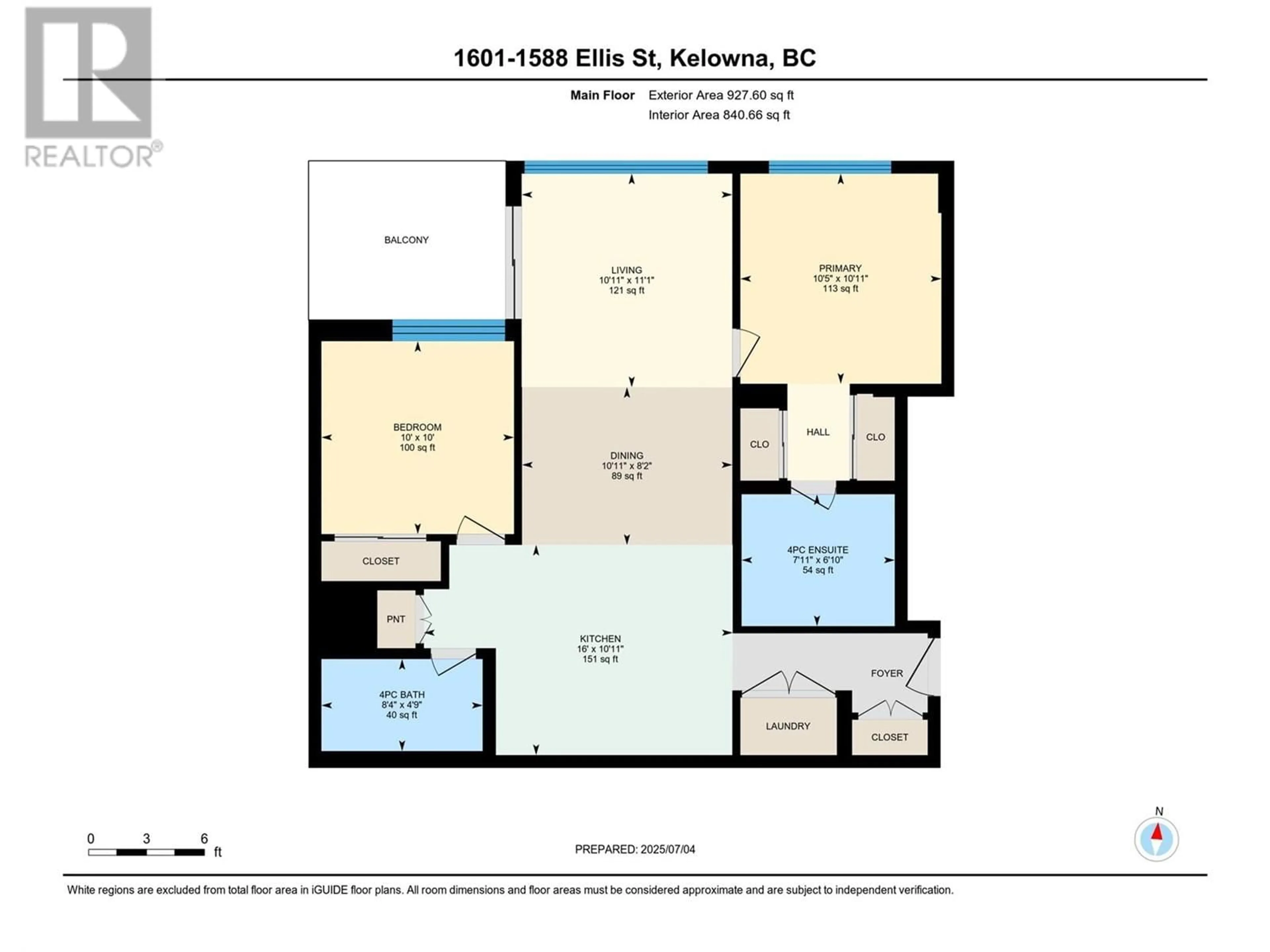 Floor plan for 1601 - 1588 ELLIS STREET, Kelowna British Columbia V1Y0H1