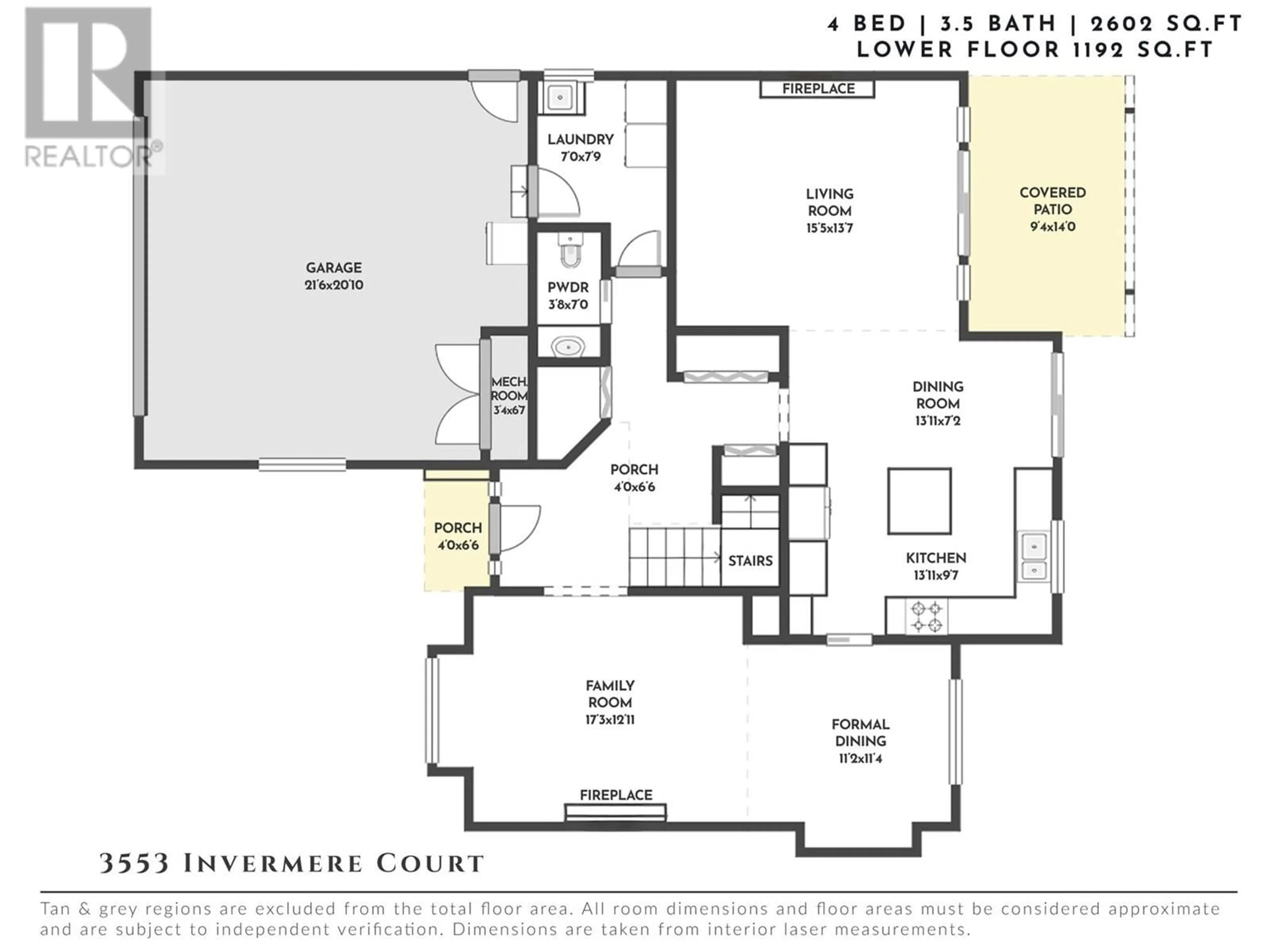 Floor plan for 3553 INVERMERE COURT, Kelowna British Columbia V1W3R5