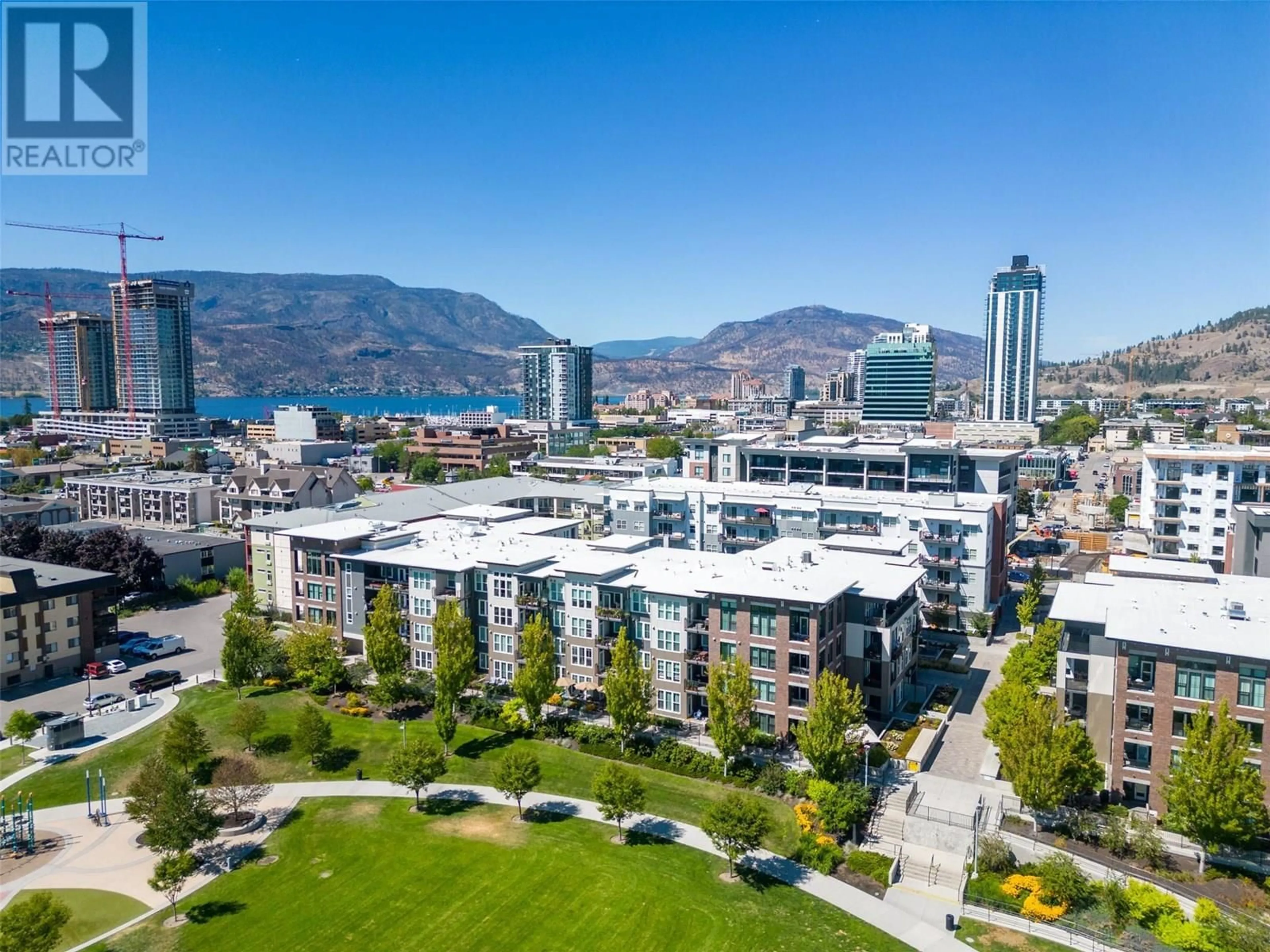 A pic from outside/outdoor area/front of a property/back of a property/a pic from drone, city buildings view from balcony for 227 - 1775 CHAPMAN PLACE, Kelowna British Columbia V1Y0G3