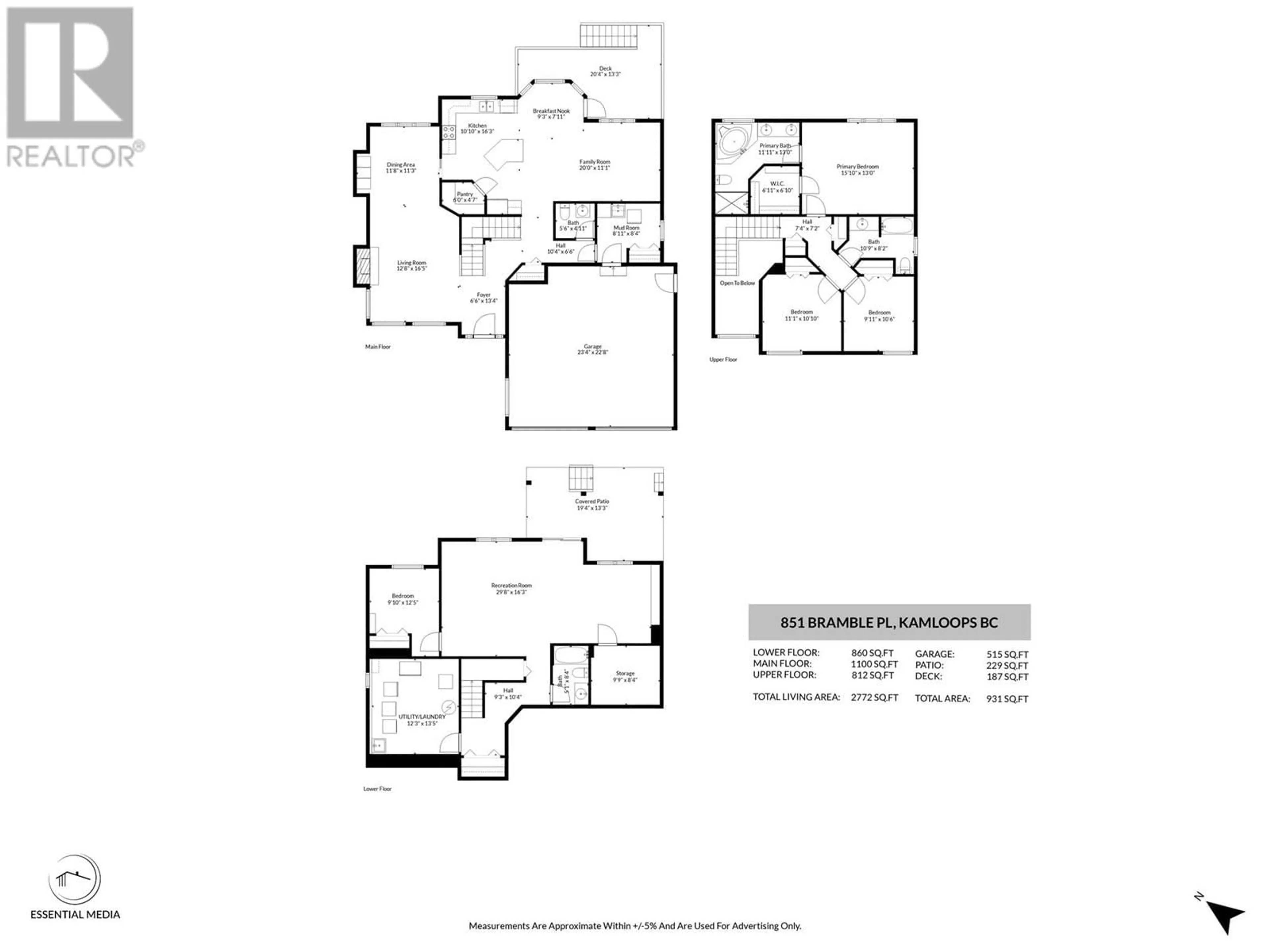 Floor plan for 851 BRAMBLE PLACE, Kamloops British Columbia V1S1Y6