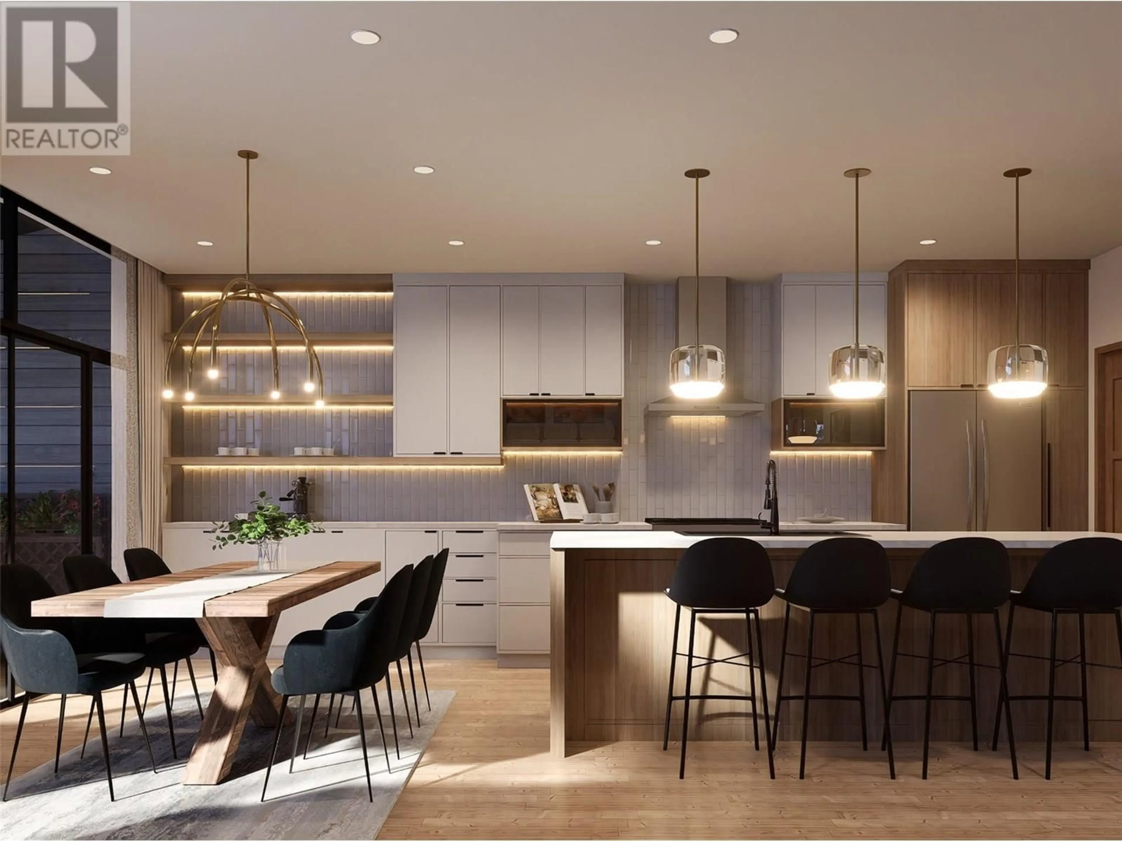Open concept kitchen, wood/laminate floor for PL201 BIG WHITE ROAD, Kelowna British Columbia V1P1T4