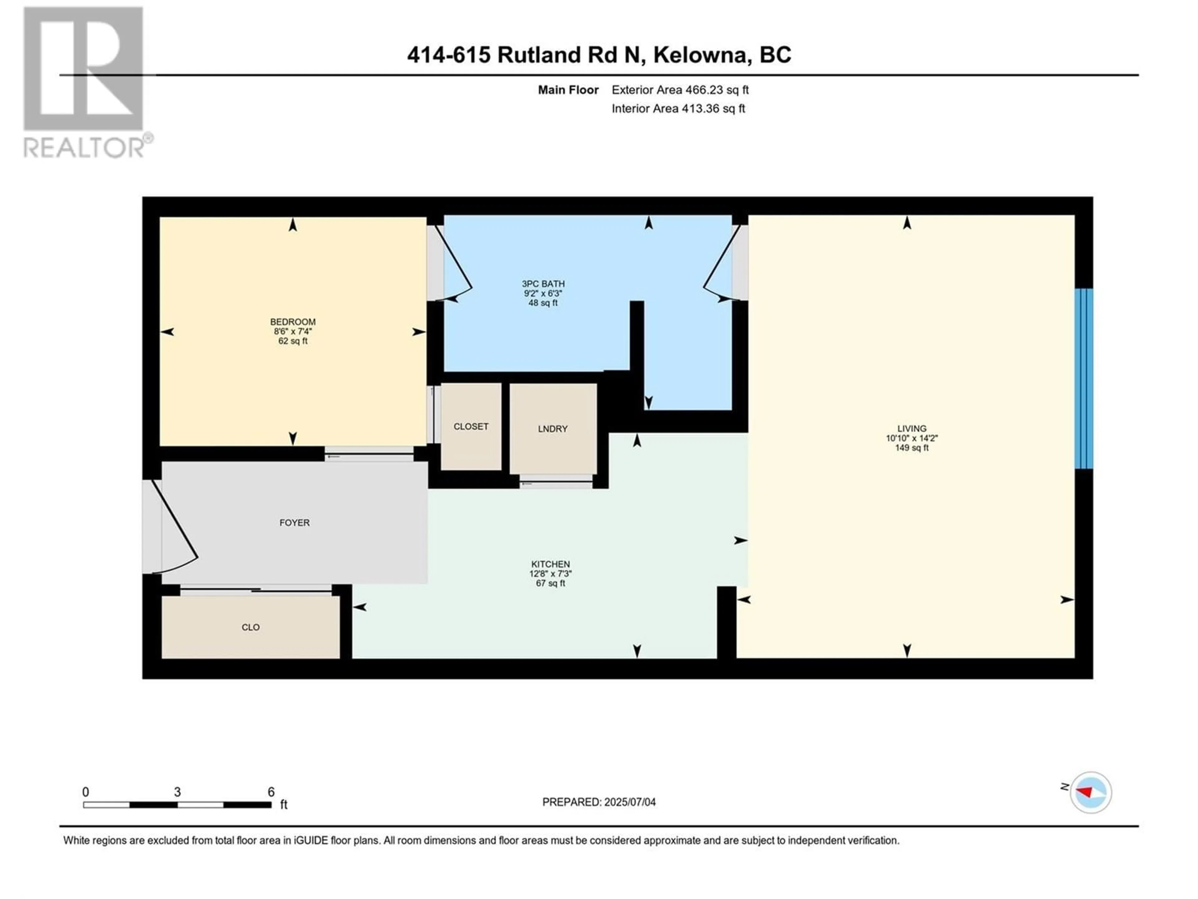 Floor plan for 414 - 615 RUTLAND ROAD, Kelowna British Columbia V1X0B3