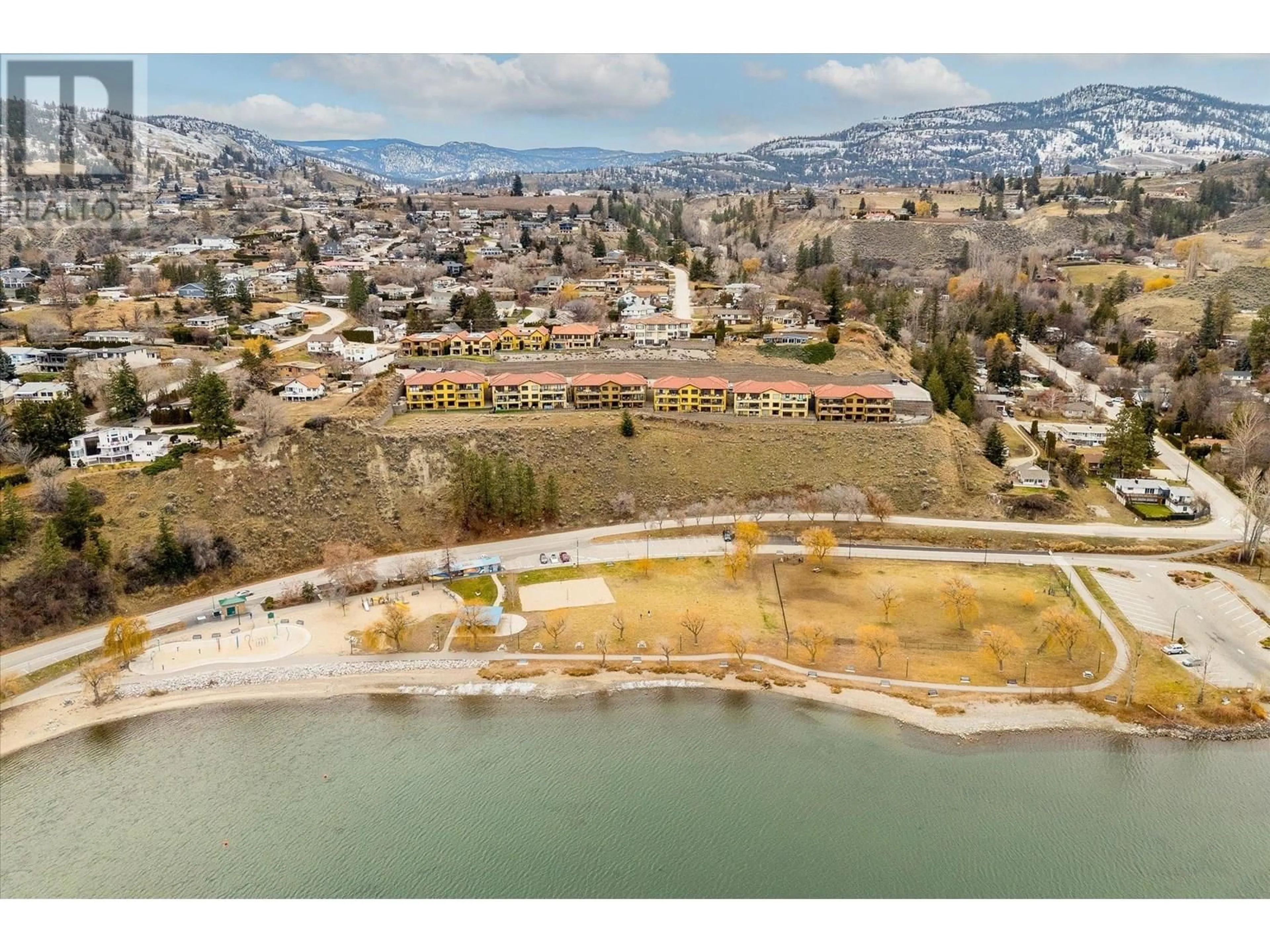 A pic from outside/outdoor area/front of a property/back of a property/a pic from drone, water/lake/river/ocean view for 206 - 14419 DOWNTON AVENUE, Summerland British Columbia V0H1Z1