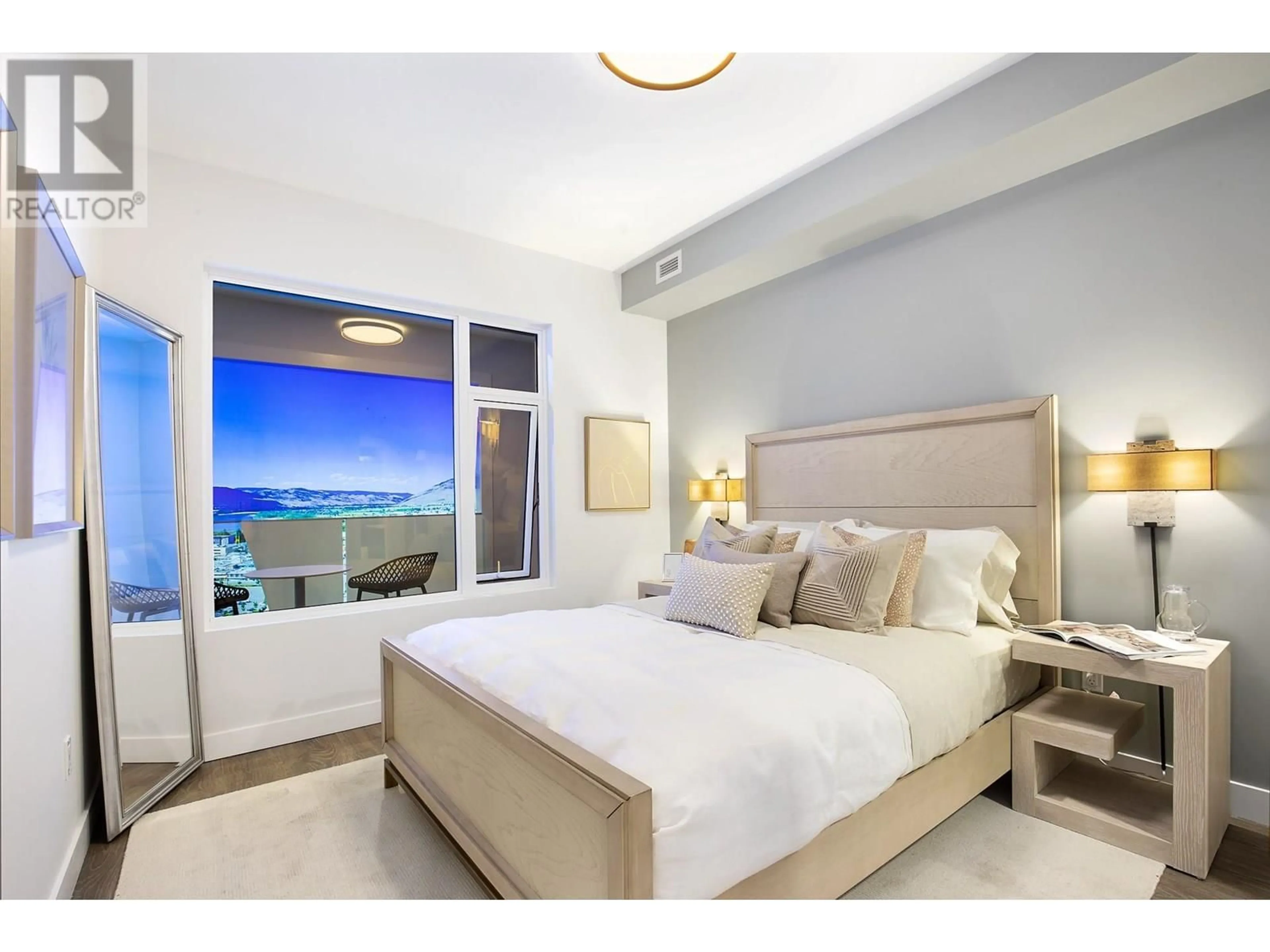 Bedroom with bed, ceramic/tile floor for 1808 - 460 NICOLA STREET, Kamloops British Columbia V2H1T7