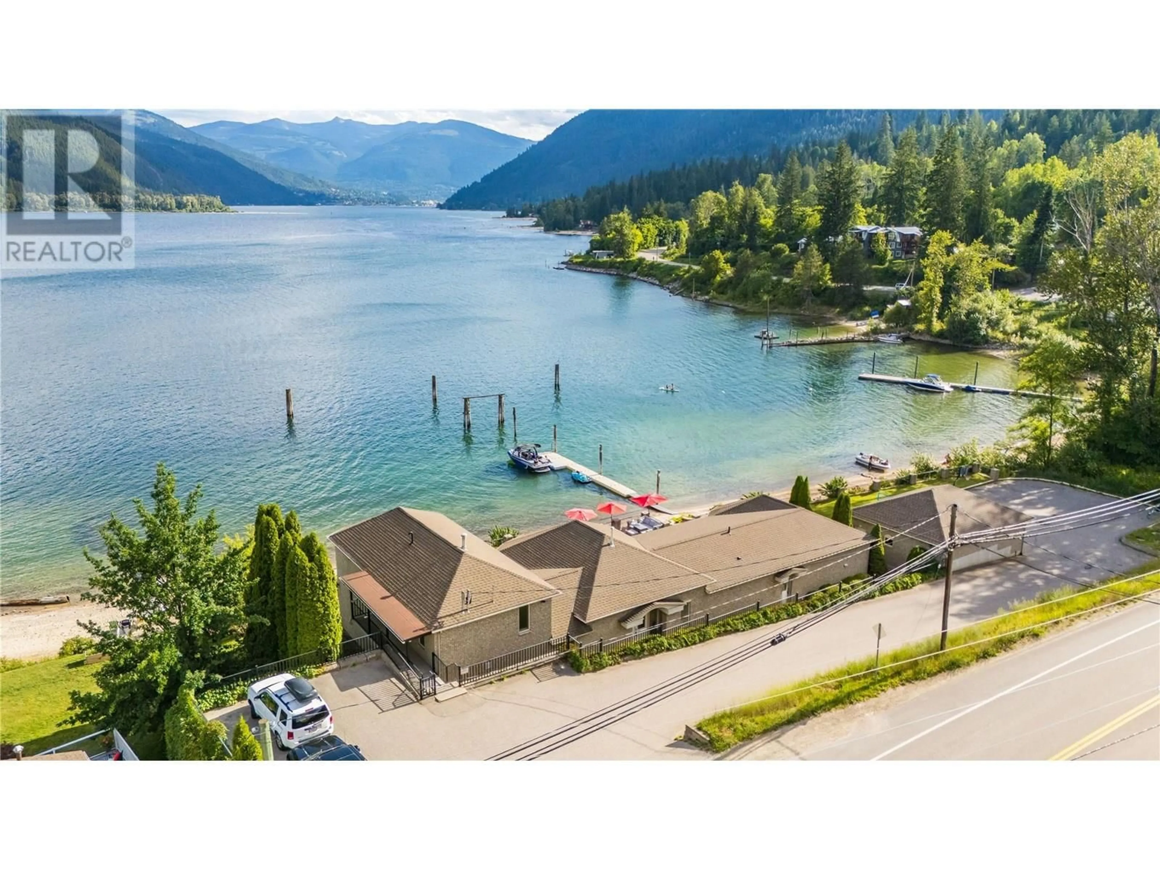 A pic from outside/outdoor area/front of a property/back of a property/a pic from drone, water/lake/river/ocean view for 2614 3A HIGHWAY, Nelson British Columbia V1L6K9