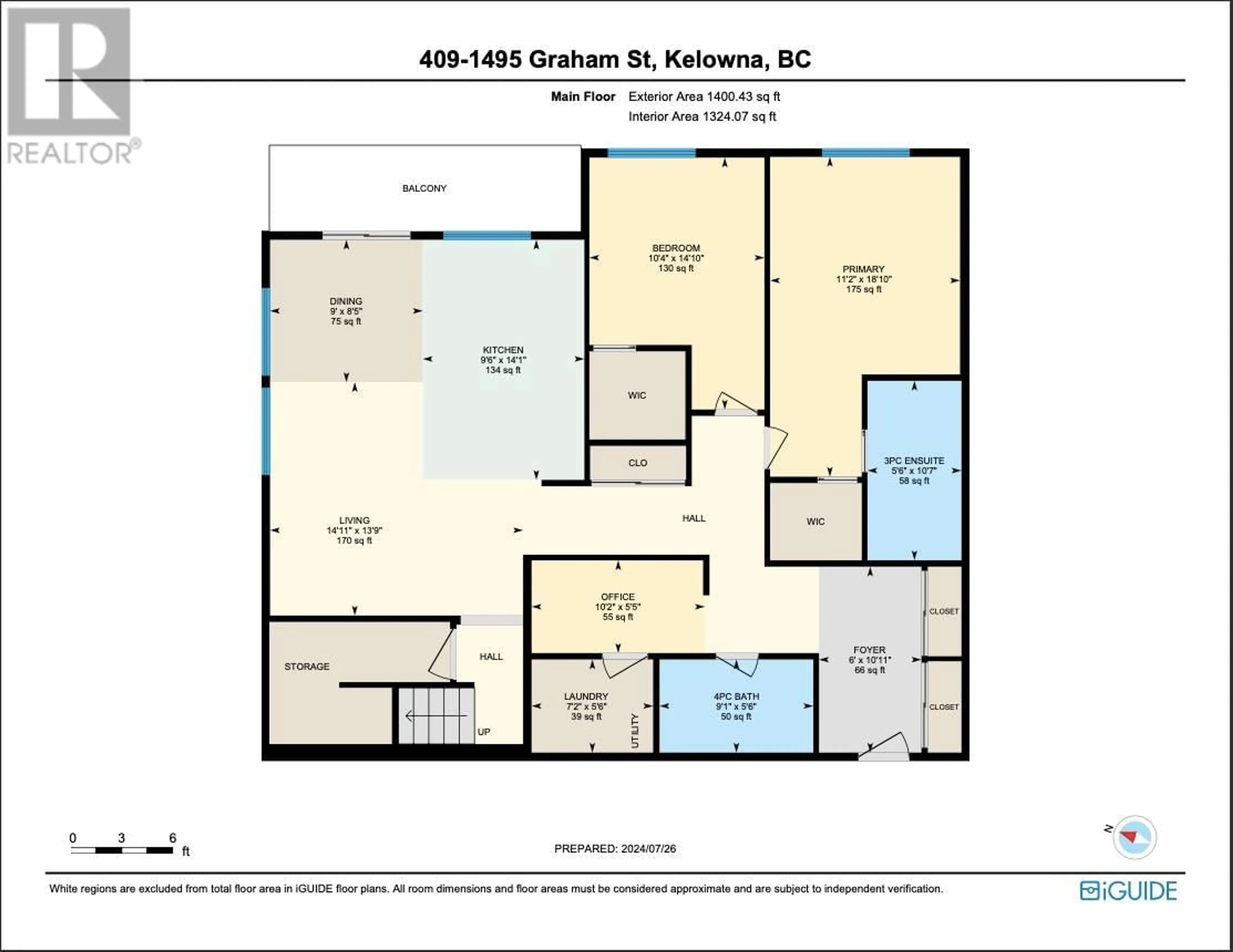 Floor plan for 409 - 1495 GRAHAM STREET, Kelowna British Columbia V1Y3B2