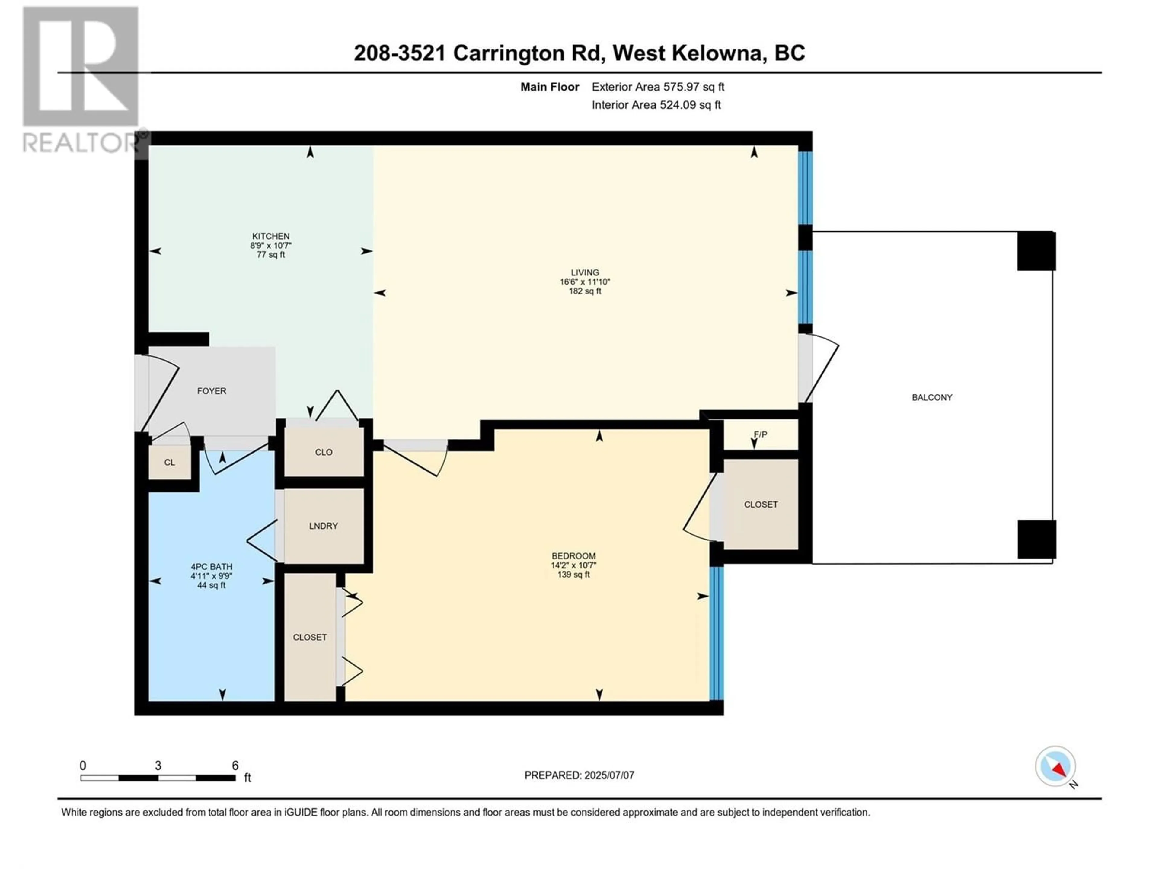 Floor plan for 208 - 3521 CARRINGTON ROAD, West Kelowna British Columbia V4T2Z8