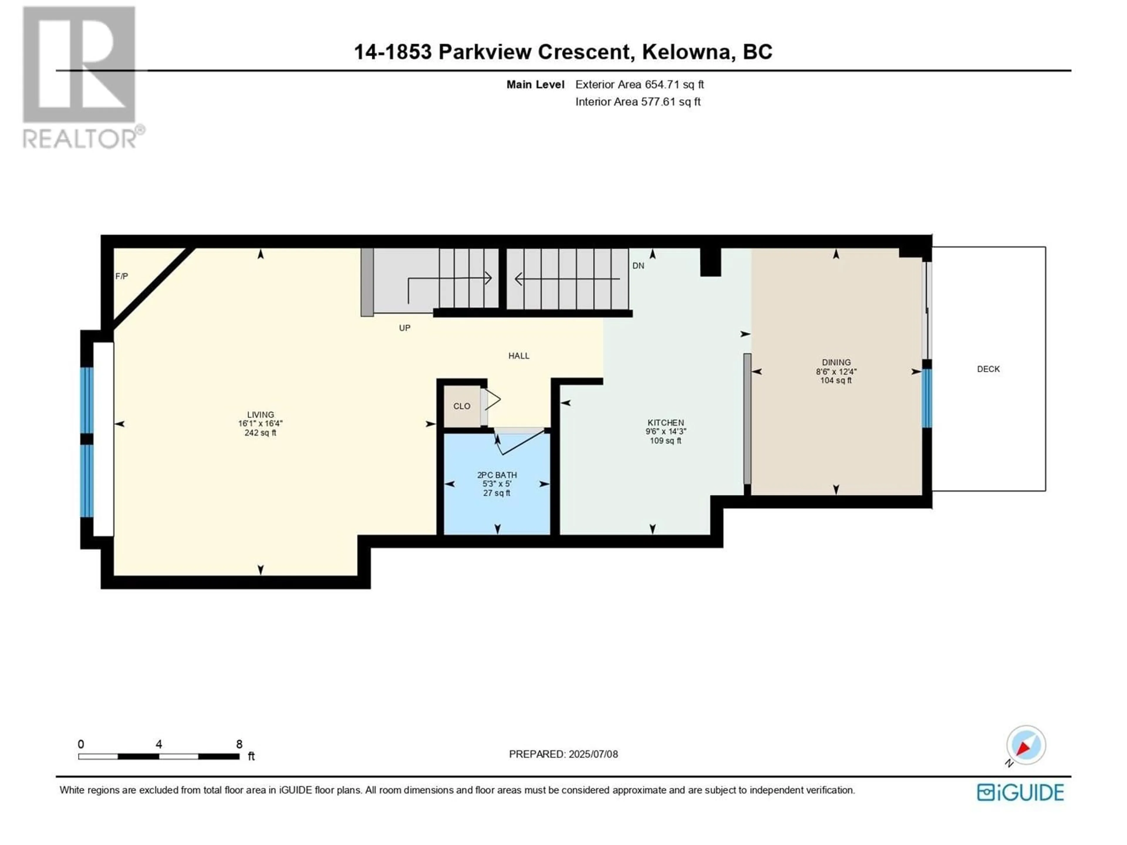 Floor plan for 14 - 1853 PARKVIEW CRESCENT, Kelowna British Columbia V1X8A3