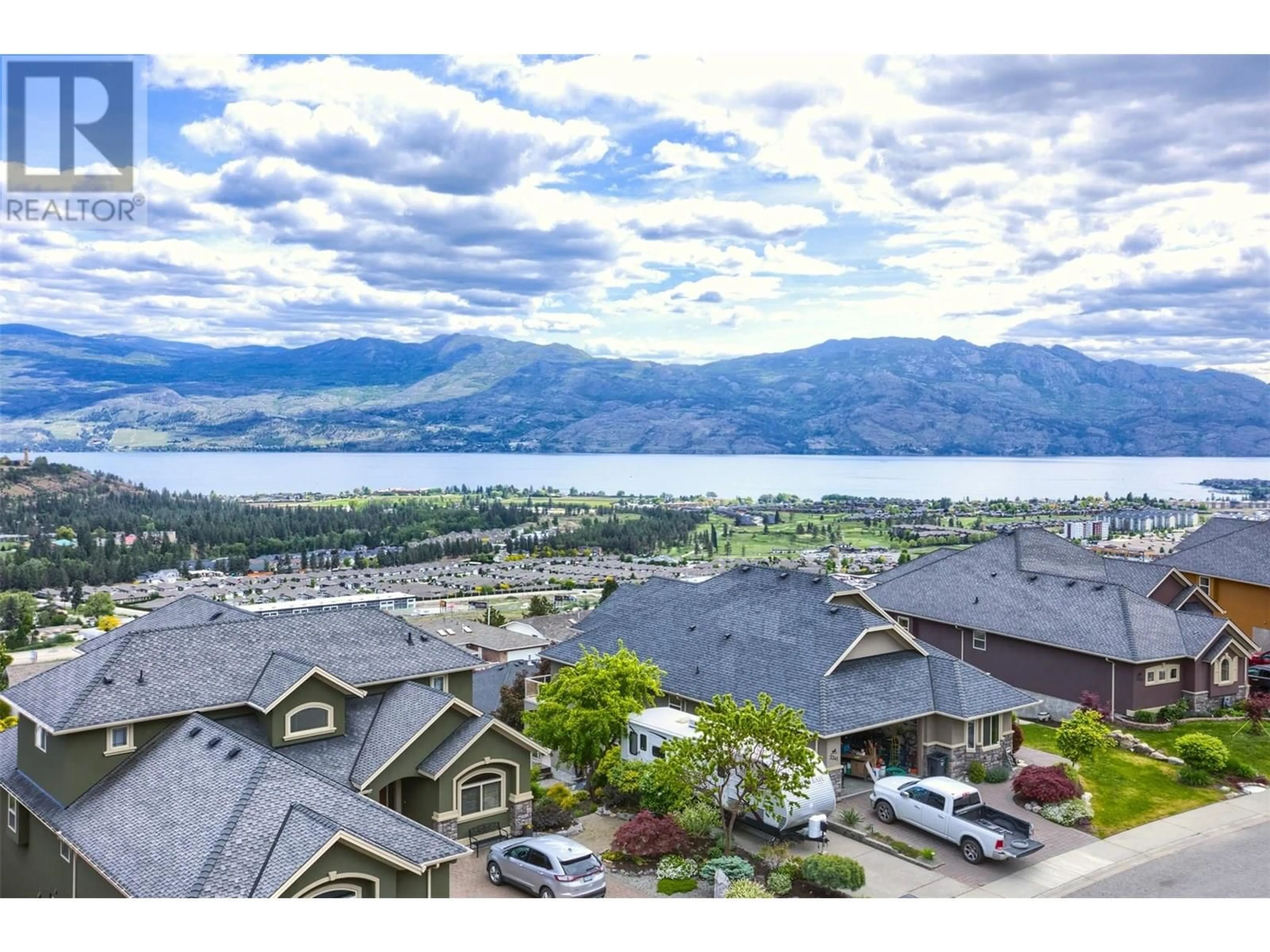 A pic from outside/outdoor area/front of a property/back of a property/a pic from drone, mountain view for 2233 HIHANNAH DRIVE, West Kelowna British Columbia V4T3C9