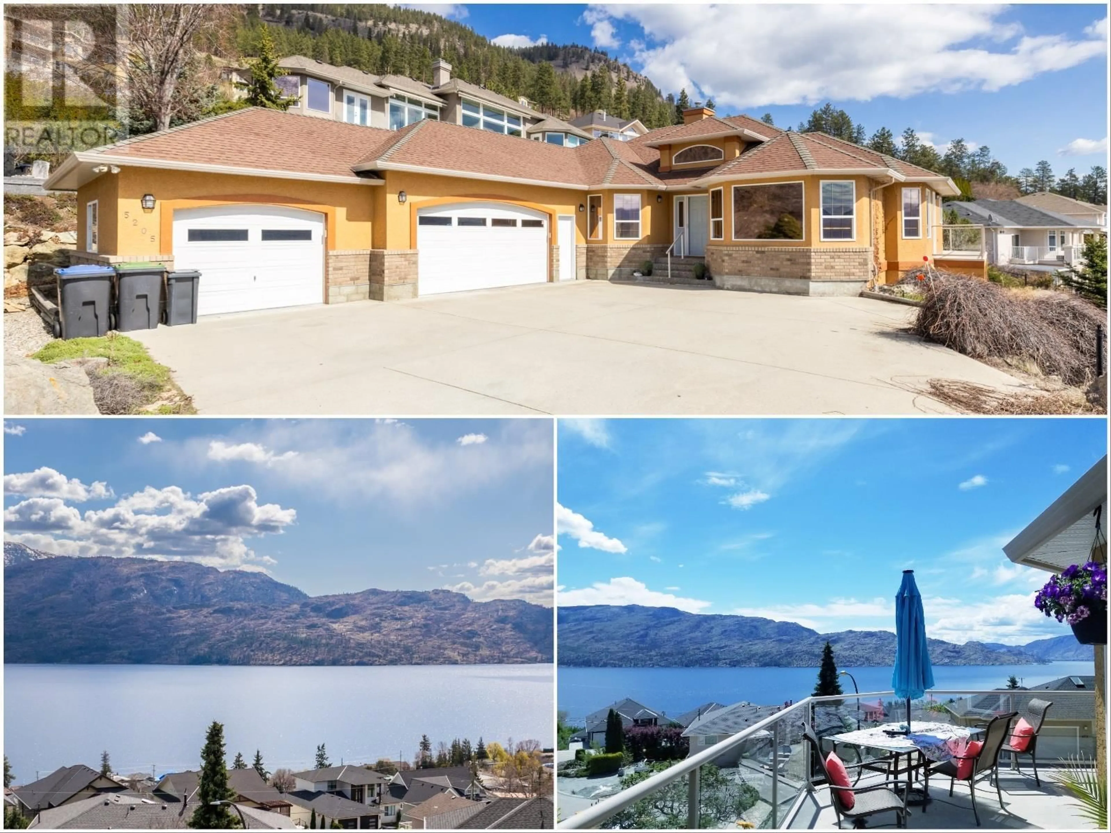 A pic from outside/outdoor area/front of a property/back of a property/a pic from drone, water/lake/river/ocean view for 5205 MACNEILL COURT, Peachland British Columbia V0H1X2