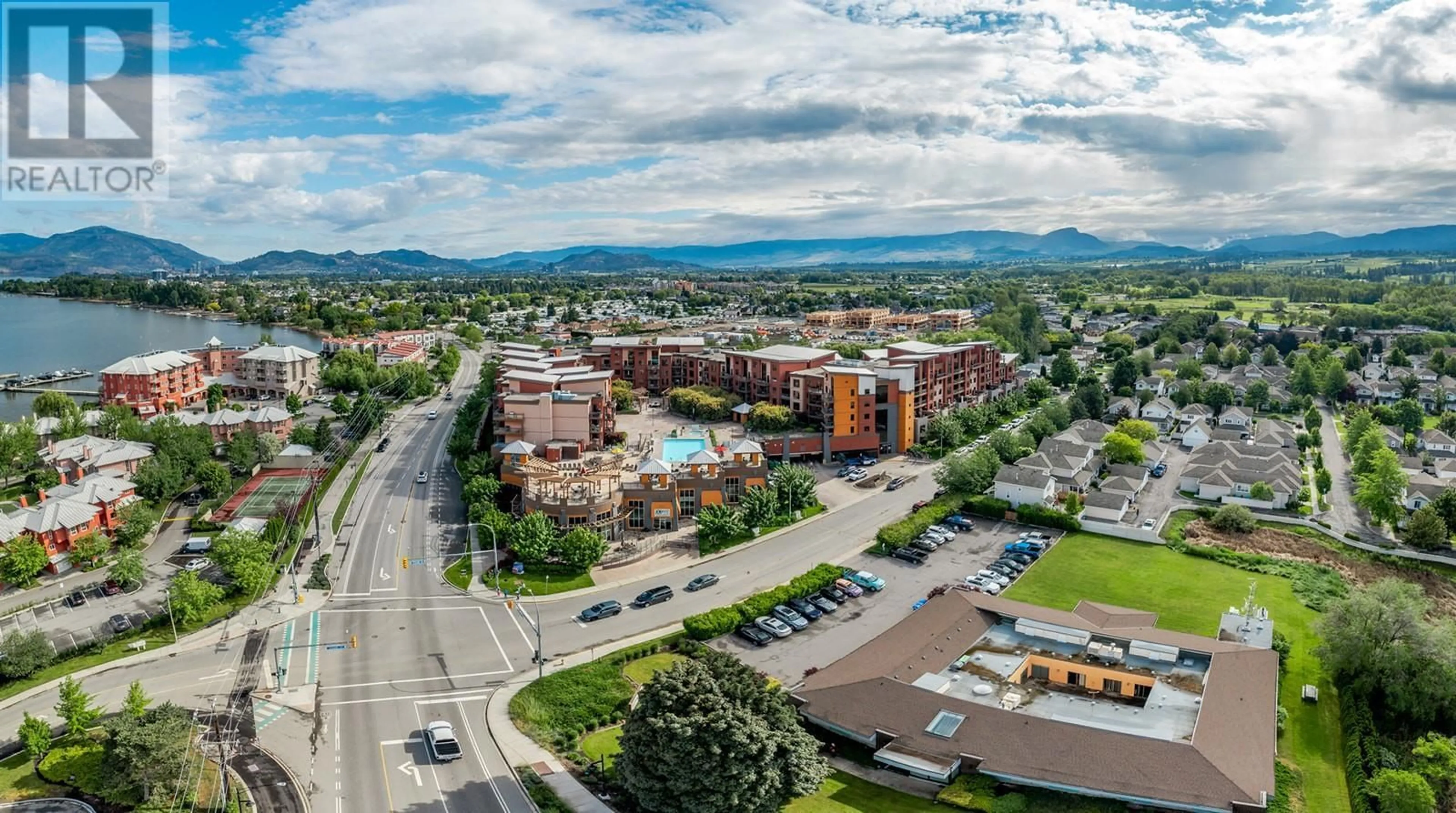 A pic from outside/outdoor area/front of a property/back of a property/a pic from drone, mountain view for 321 - 654 COOK ROAD, Kelowna British Columbia V1W3G7