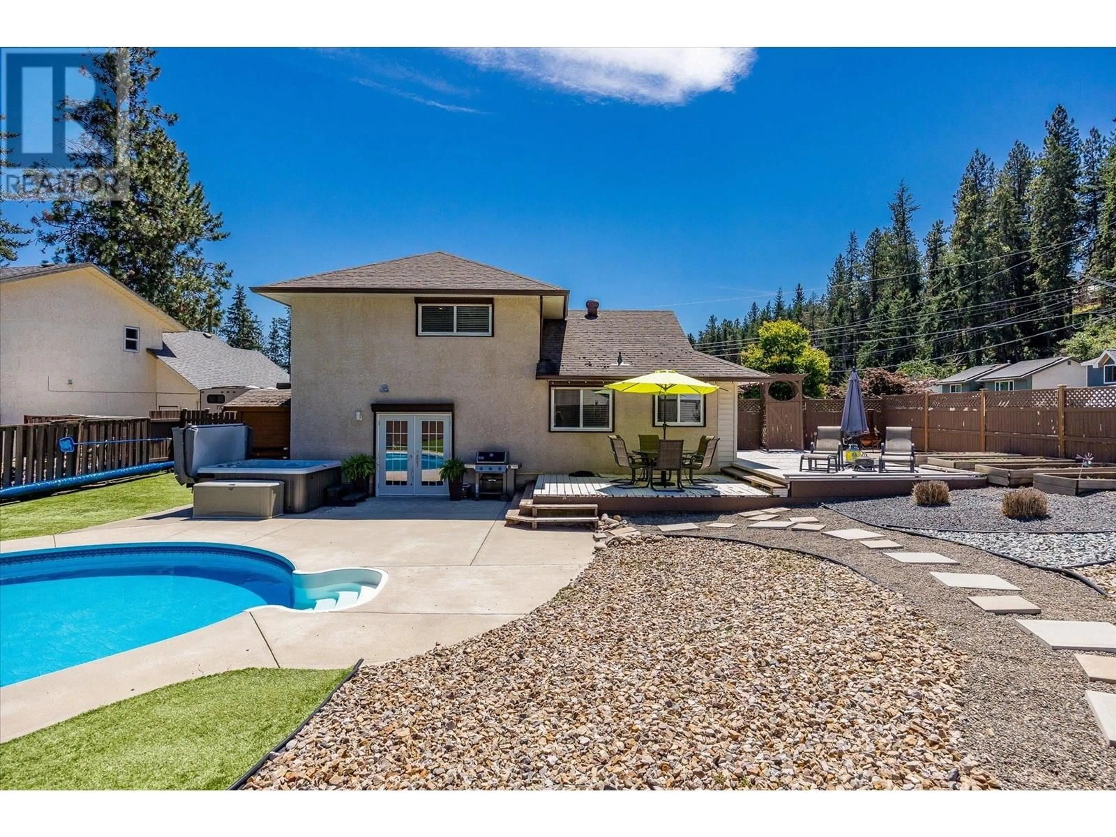 A pic from outside/outdoor area/front of a property/back of a property/a pic from drone, mountain view for 3101 MCIVER ROAD, West Kelowna British Columbia V4T1E6