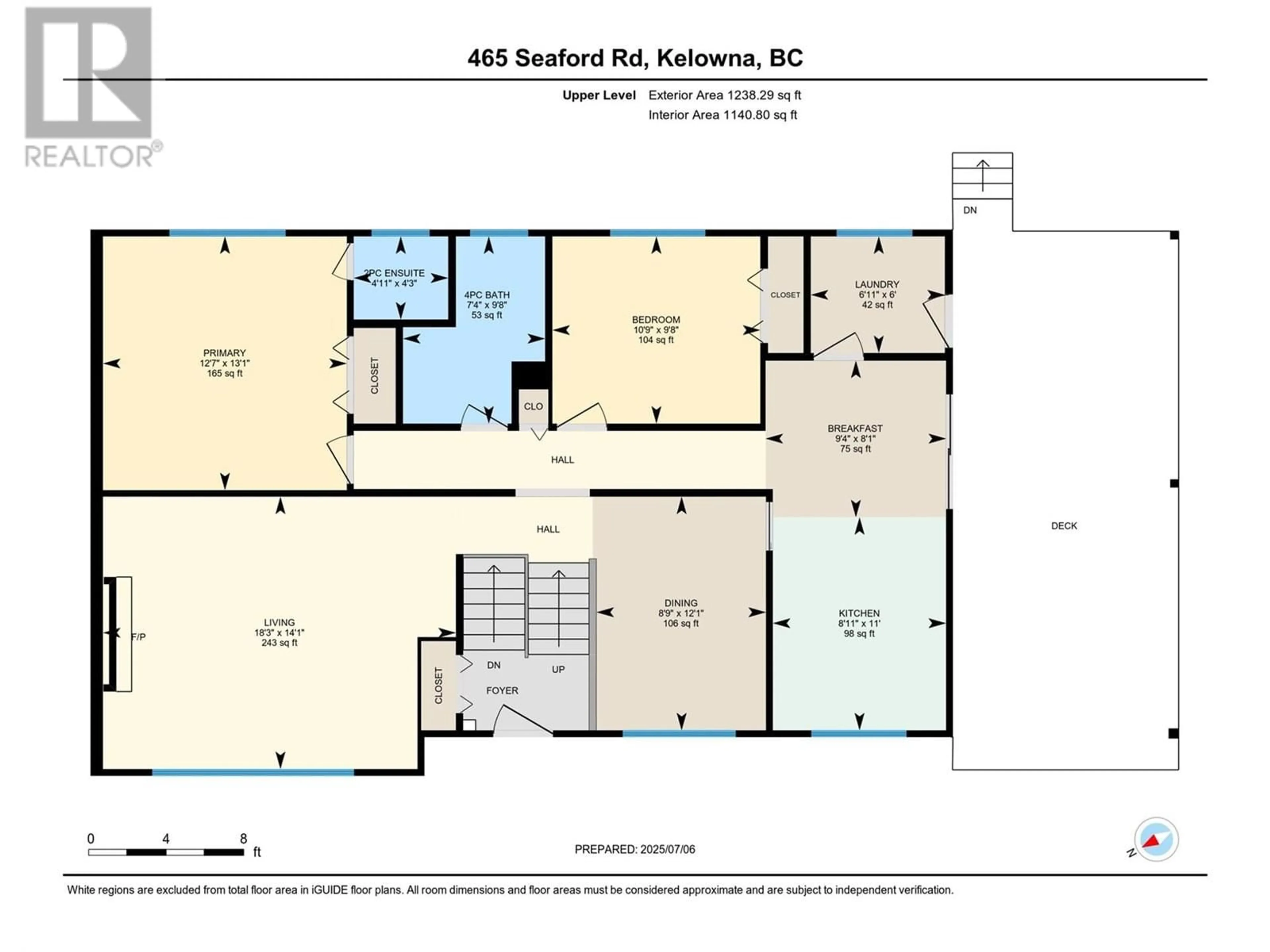 Floor plan for 465 SEAFORD ROAD, Kelowna British Columbia V1X5L3