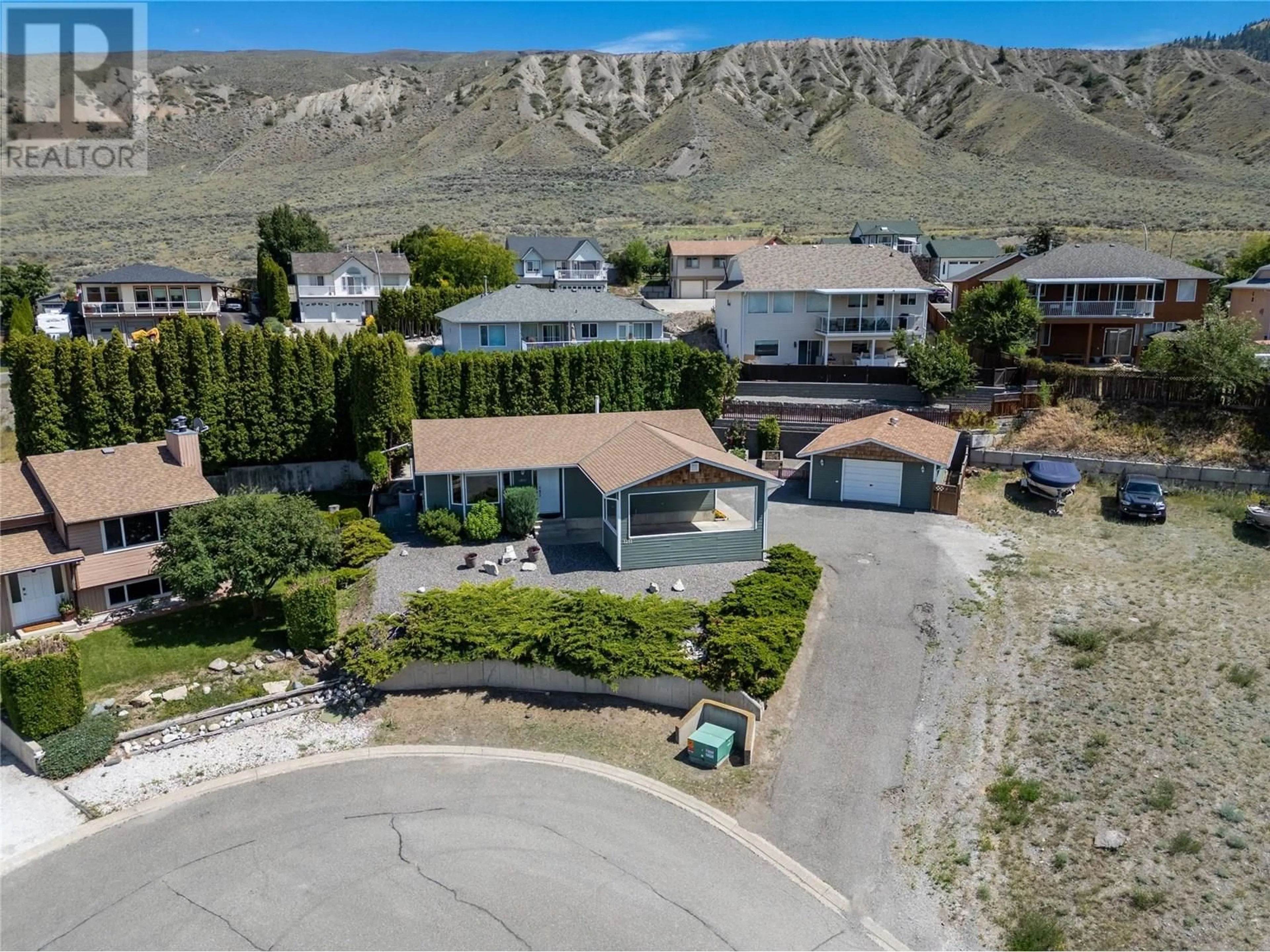 A pic from outside/outdoor area/front of a property/back of a property/a pic from drone, mountain view for 1251 KINCAID PLACE, Ashcroft British Columbia V0K1A0