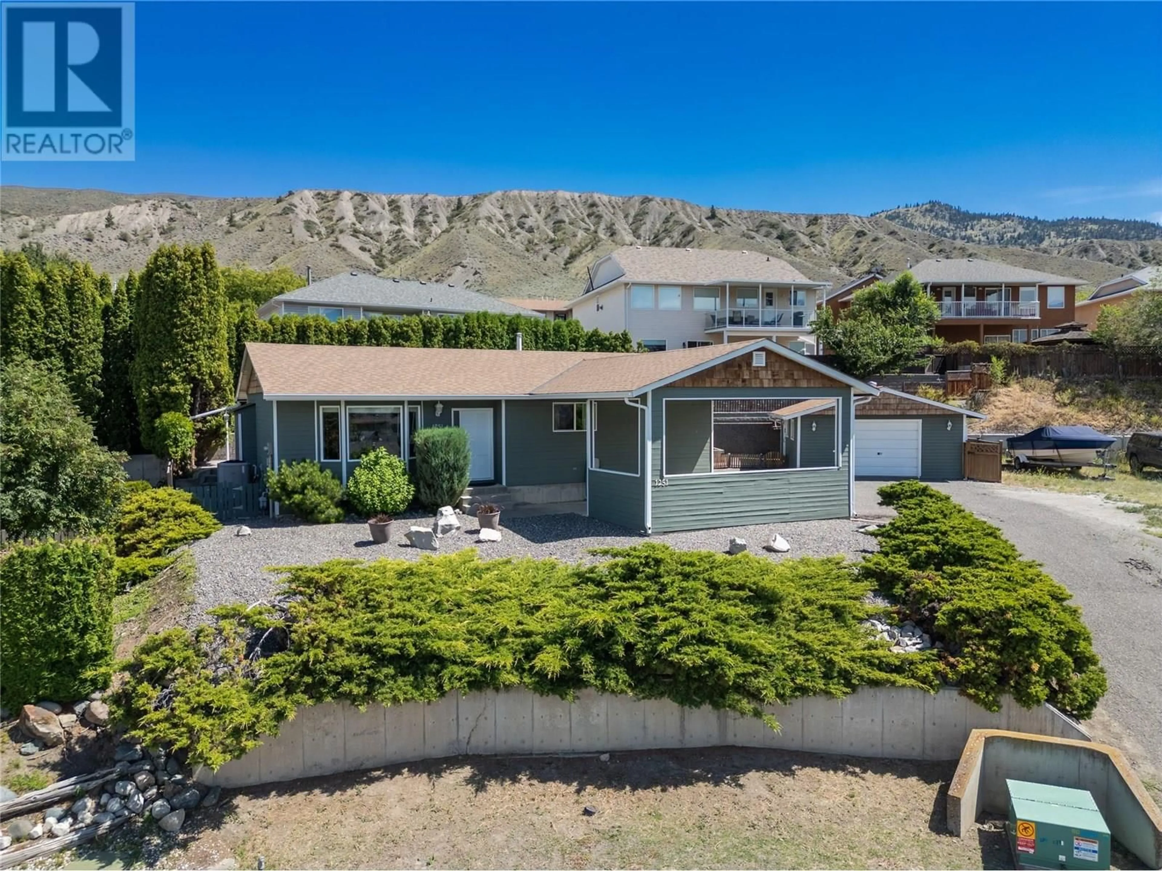 A pic from outside/outdoor area/front of a property/back of a property/a pic from drone, mountain view for 1251 KINCAID PLACE, Ashcroft British Columbia V0K1A0