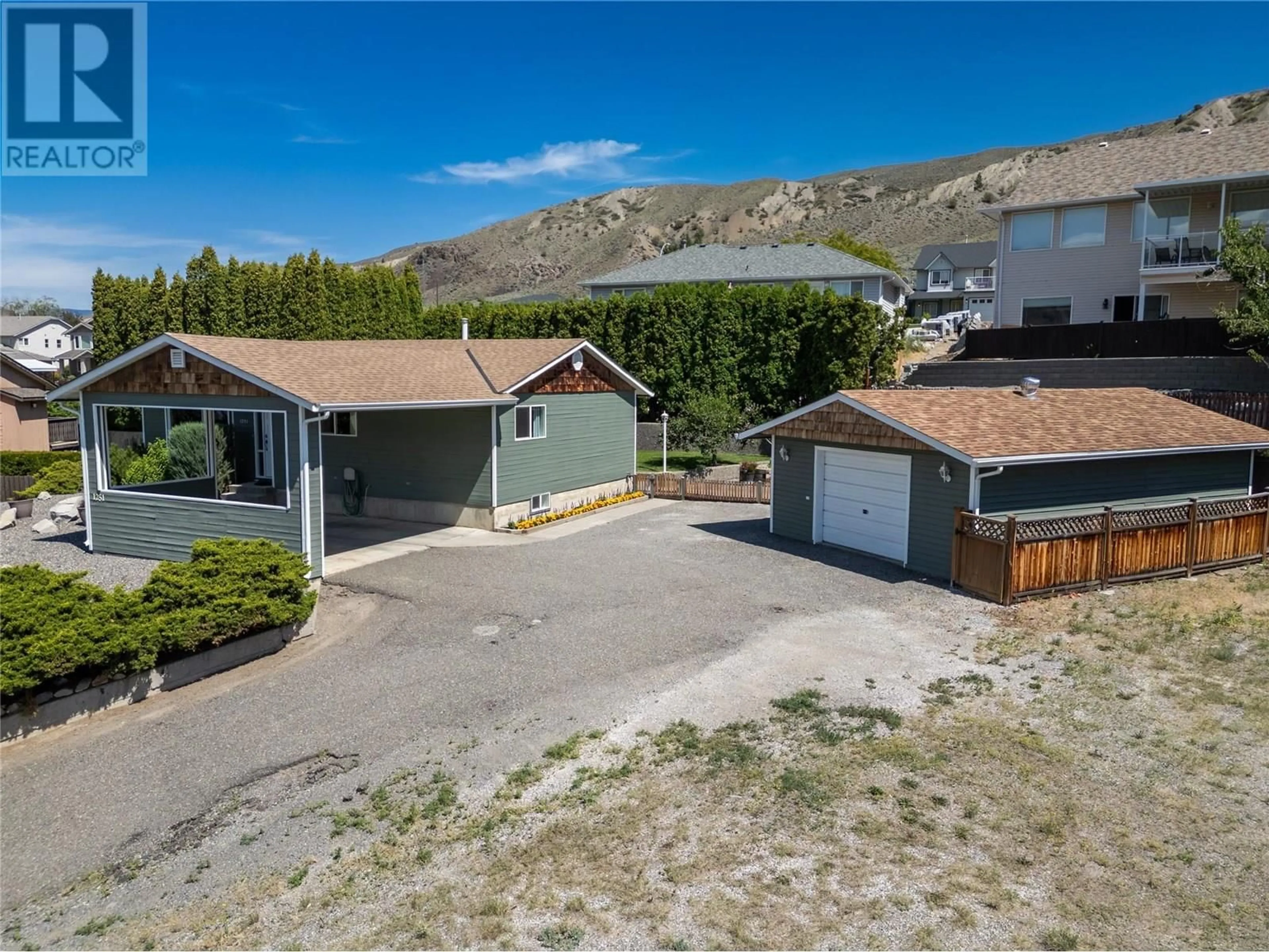 A pic from outside/outdoor area/front of a property/back of a property/a pic from drone, mountain view for 1251 KINCAID PLACE, Ashcroft British Columbia V0K1A0