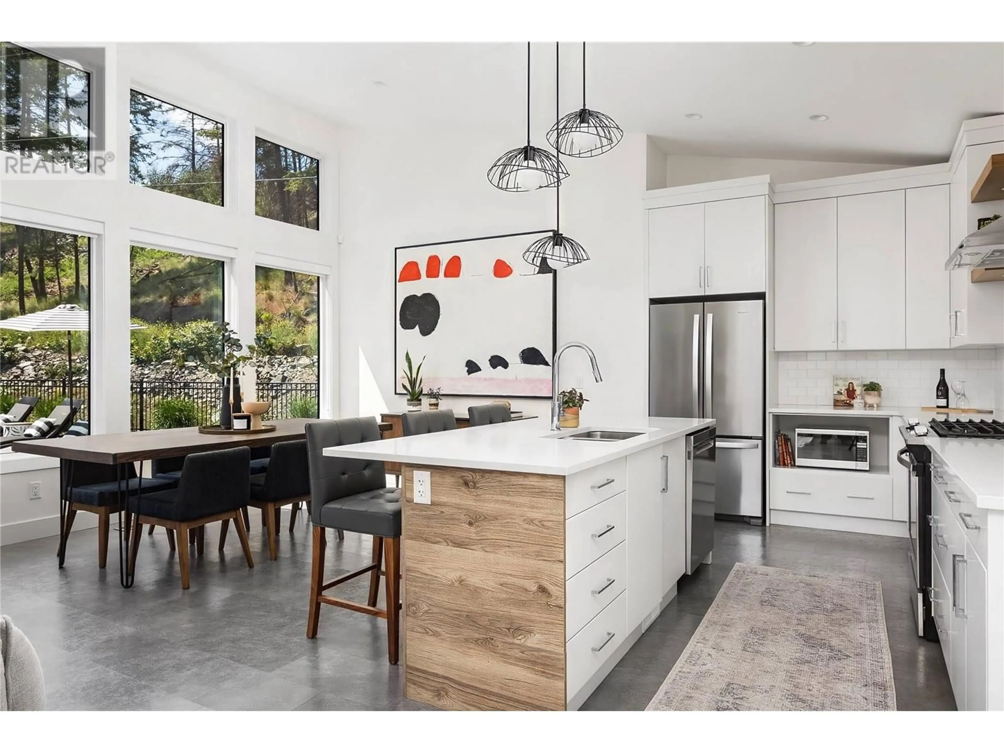 Contemporary kitchen, ceramic/tile floor for 10352 LONG ROAD, Lake Country British Columbia V4V0A9