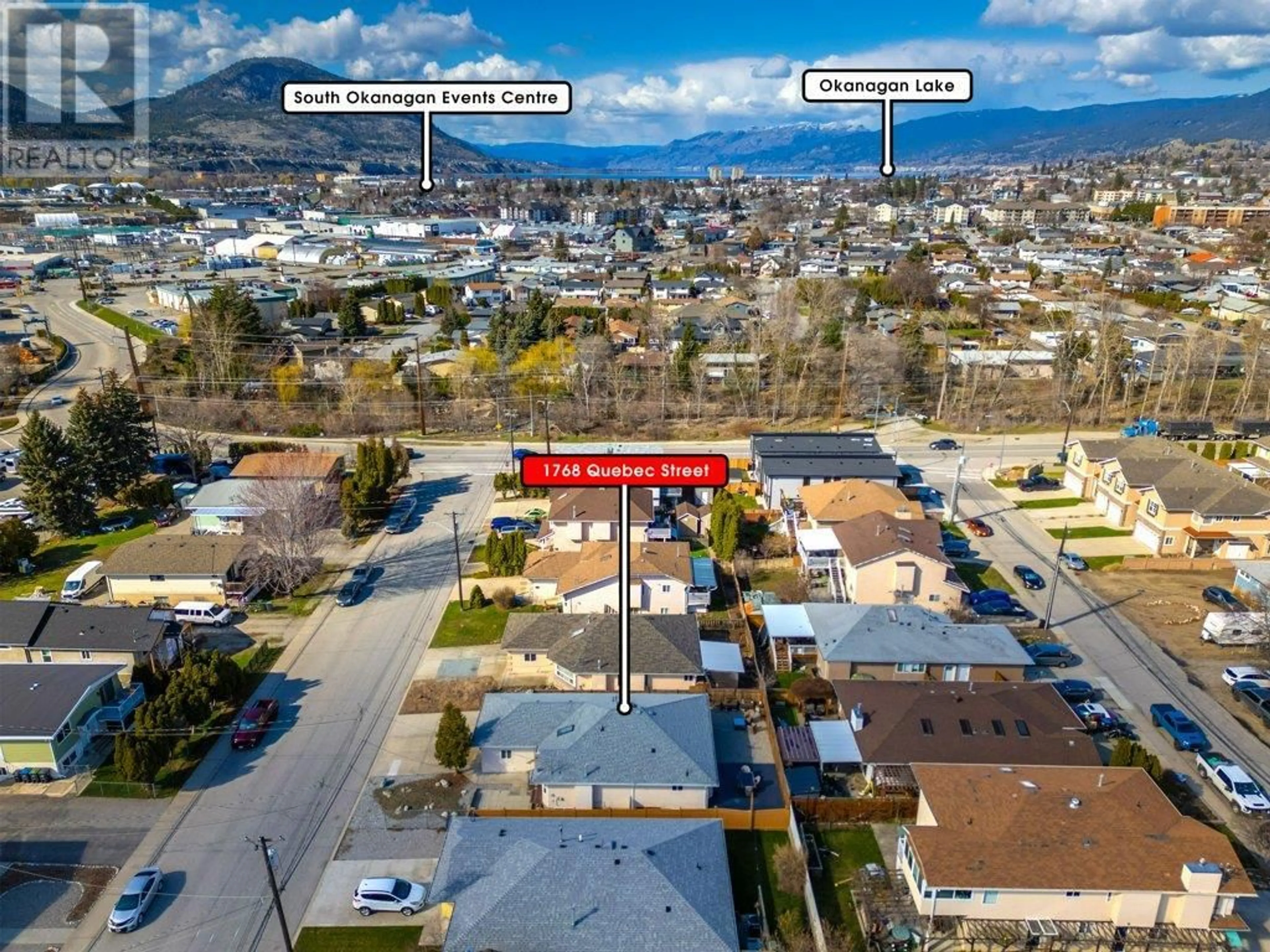A pic from outside/outdoor area/front of a property/back of a property/a pic from drone, unknown for 1768 QUEBEC STREET, Penticton British Columbia V2A6E1