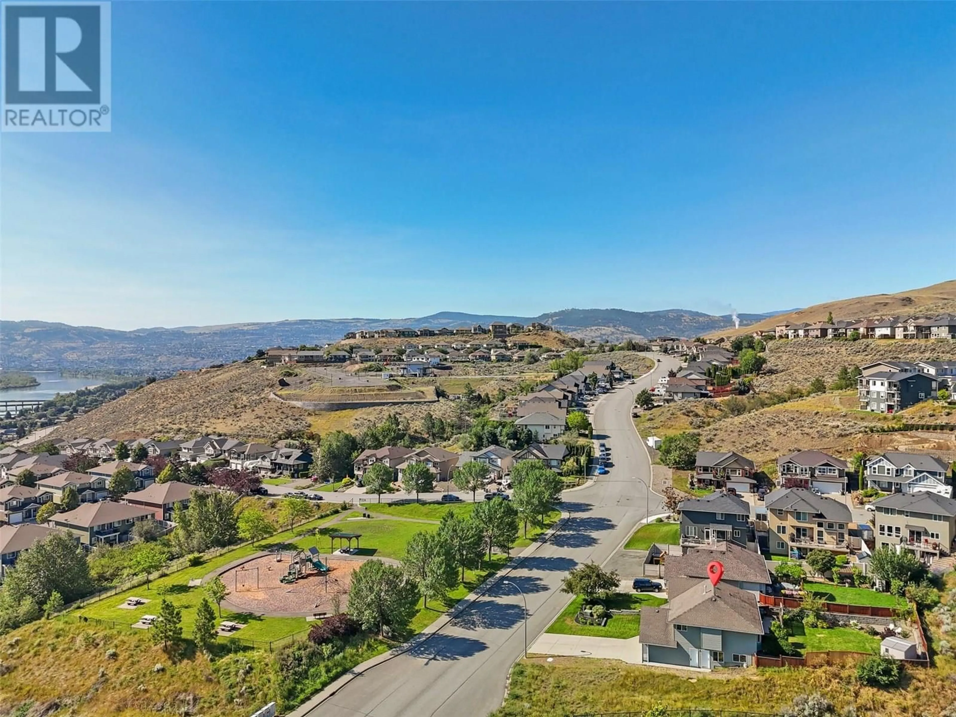 A pic from outside/outdoor area/front of a property/back of a property/a pic from drone, water/lake/river/ocean view for 2109 GRASSLANDS BOULEVARD, Kamloops British Columbia V2B0A7