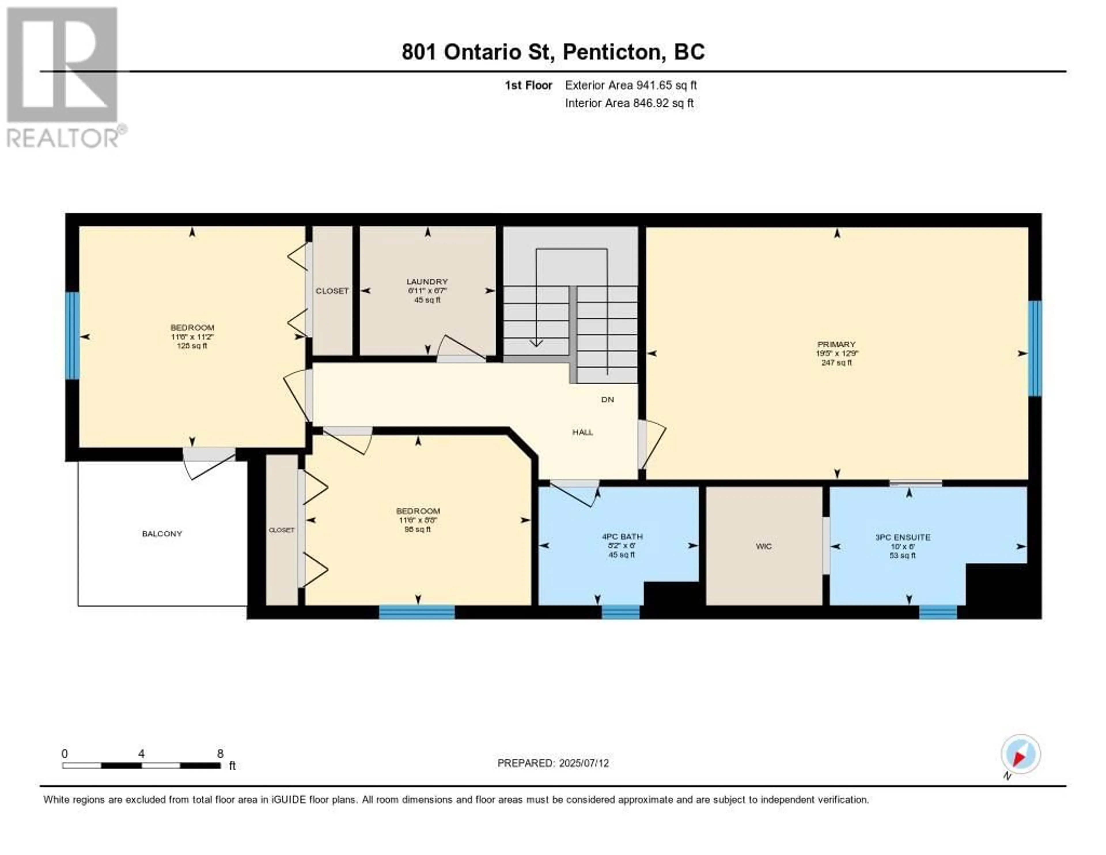 Floor plan for 101 - 801 ONTARIO STREET, Penticton British Columbia V2A4S4