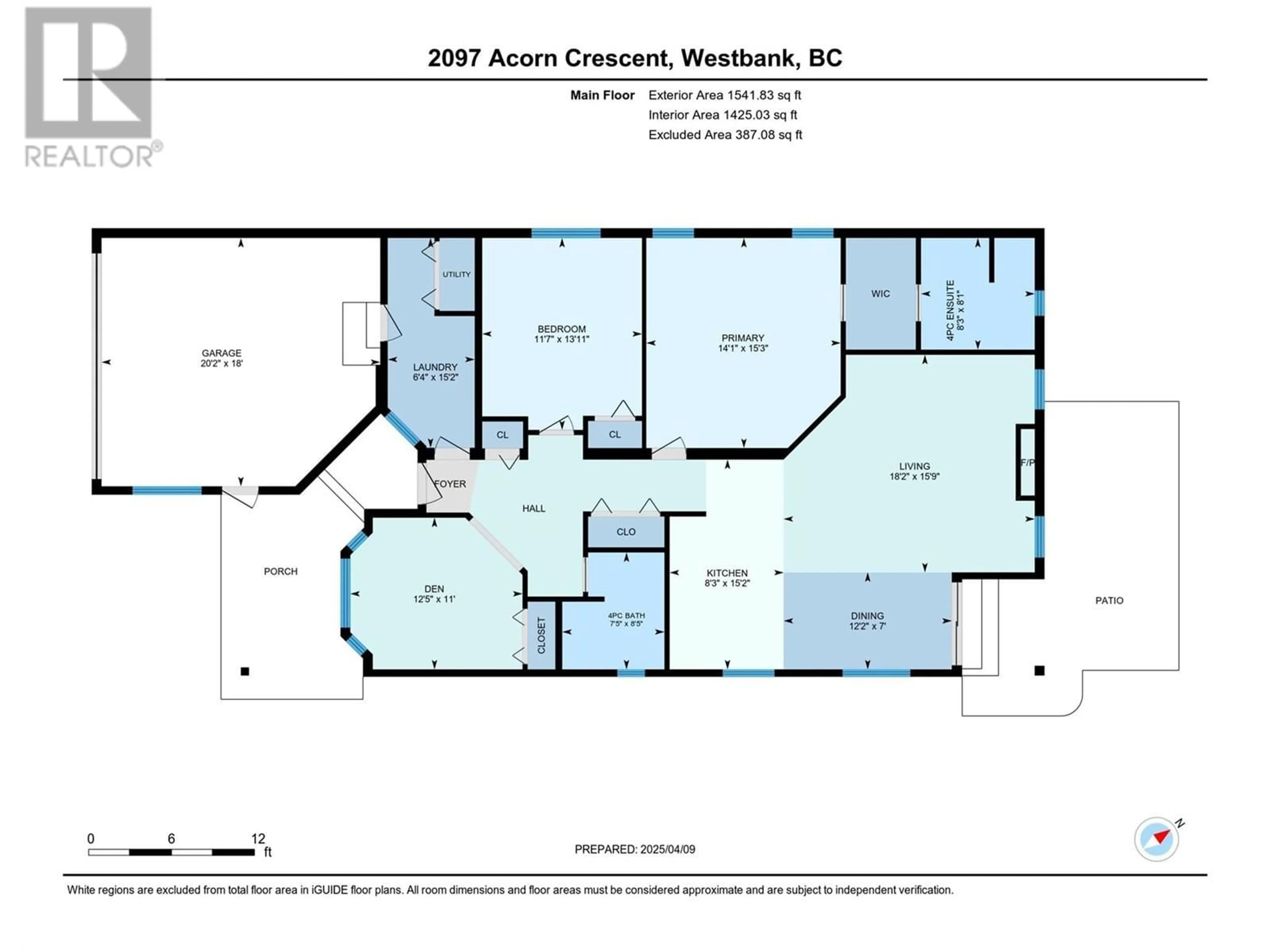 Floor plan for 2097 ACORN CRESCENT, Westbank British Columbia V4T3A5