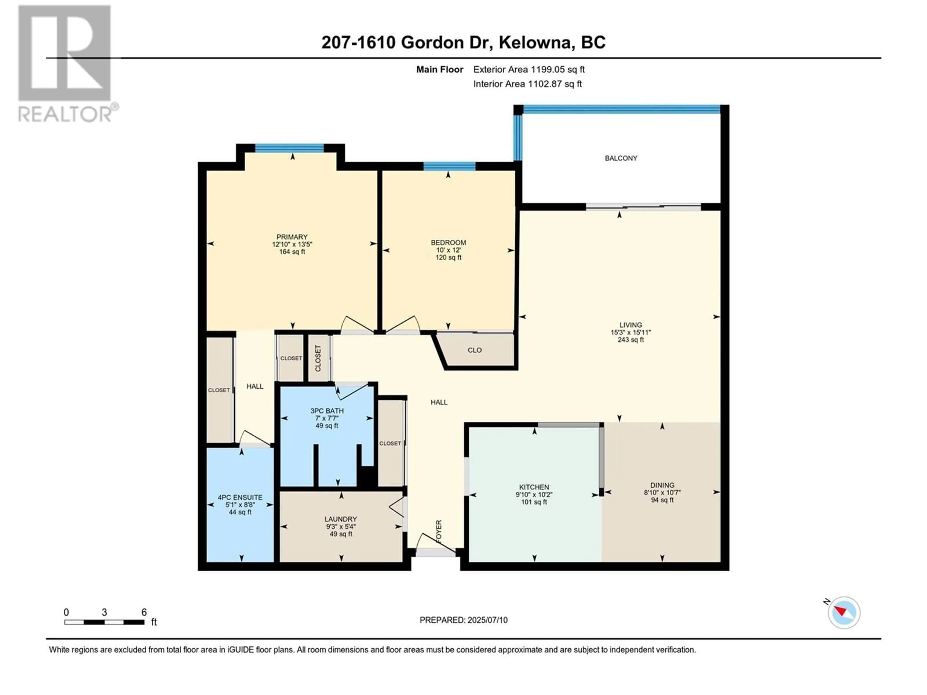 Floor plan for 207 - 1610 GORDON DRIVE, Kelowna British Columbia V1Y3G9