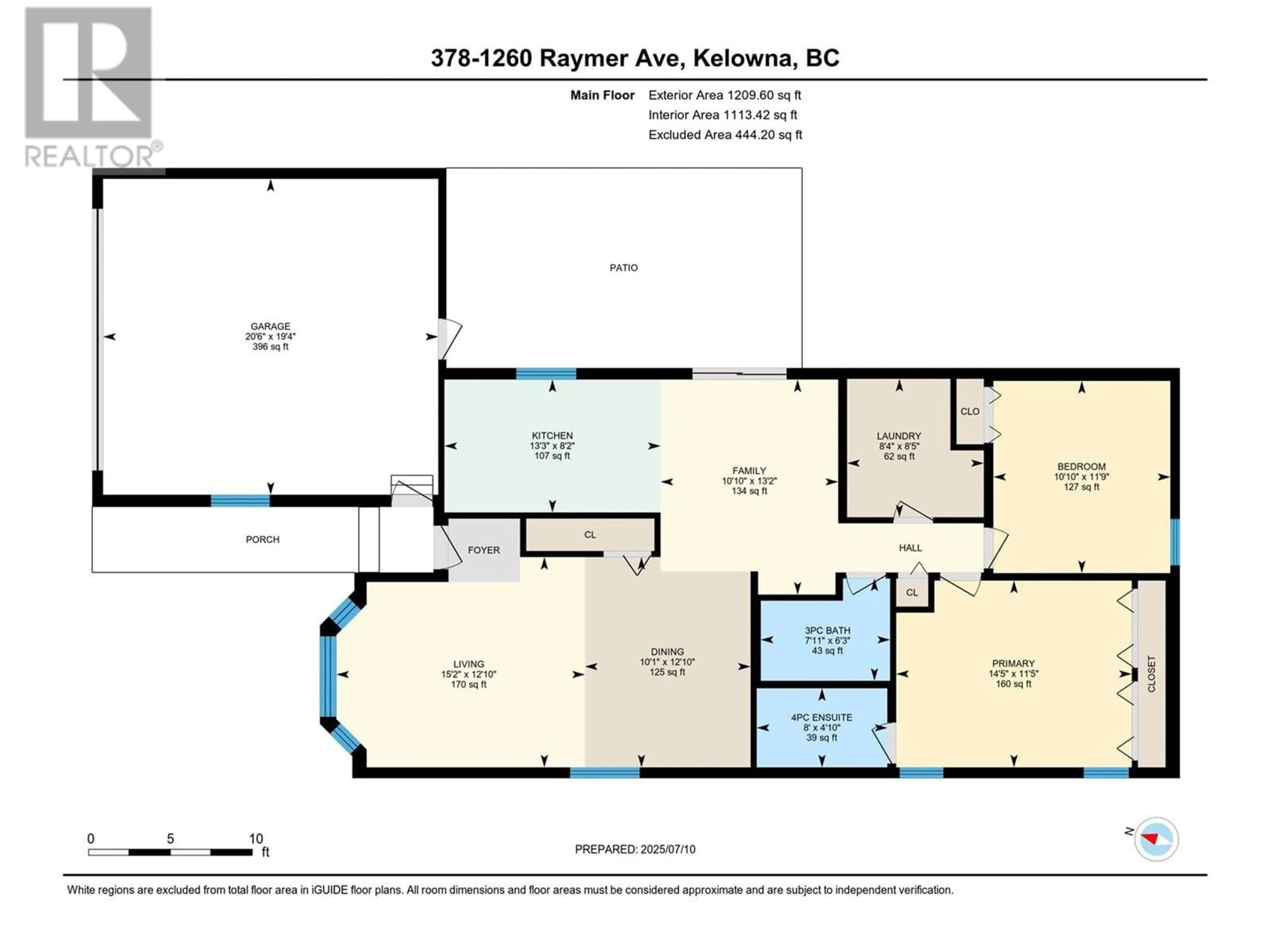 Floor plan for 378 - 1260 RAYMER AVENUE, Kelowna British Columbia V1W3S8