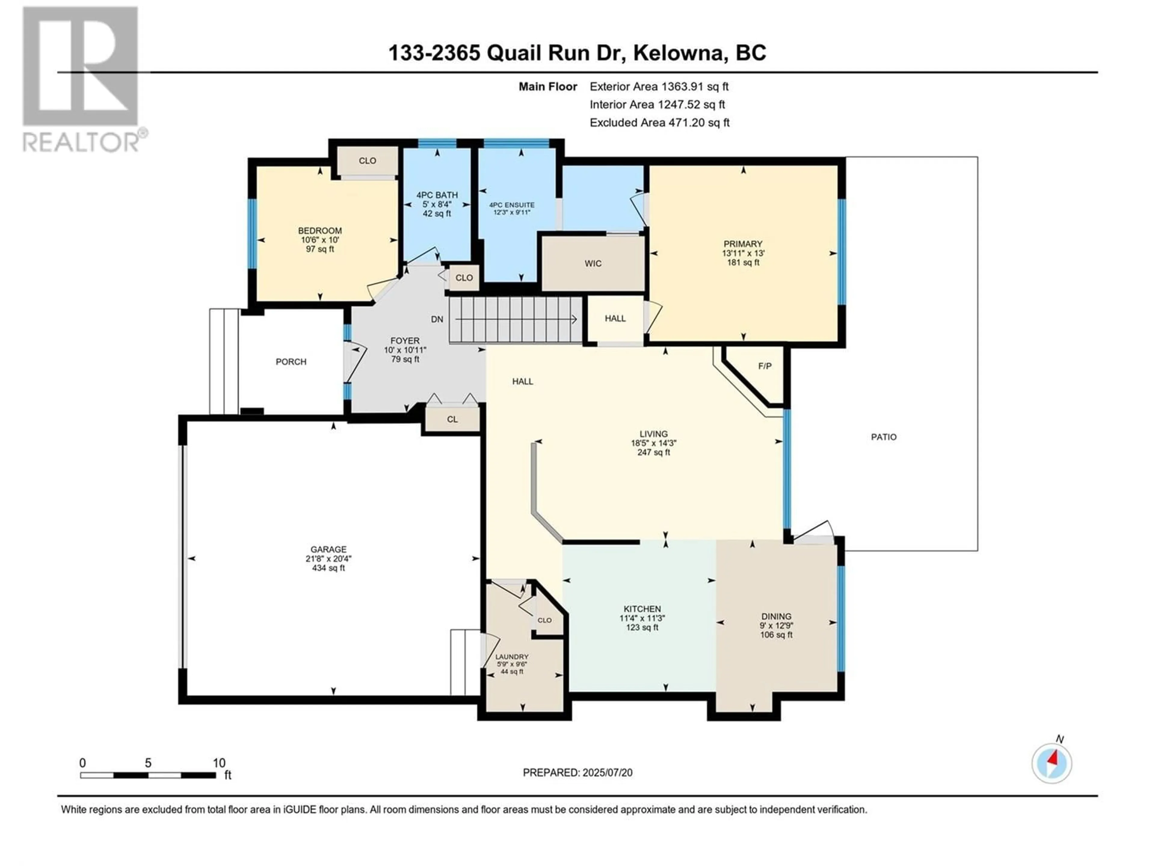 Floor plan for 133 - 2365 QUAIL RUN DRIVE, Kelowna British Columbia V1V2N5